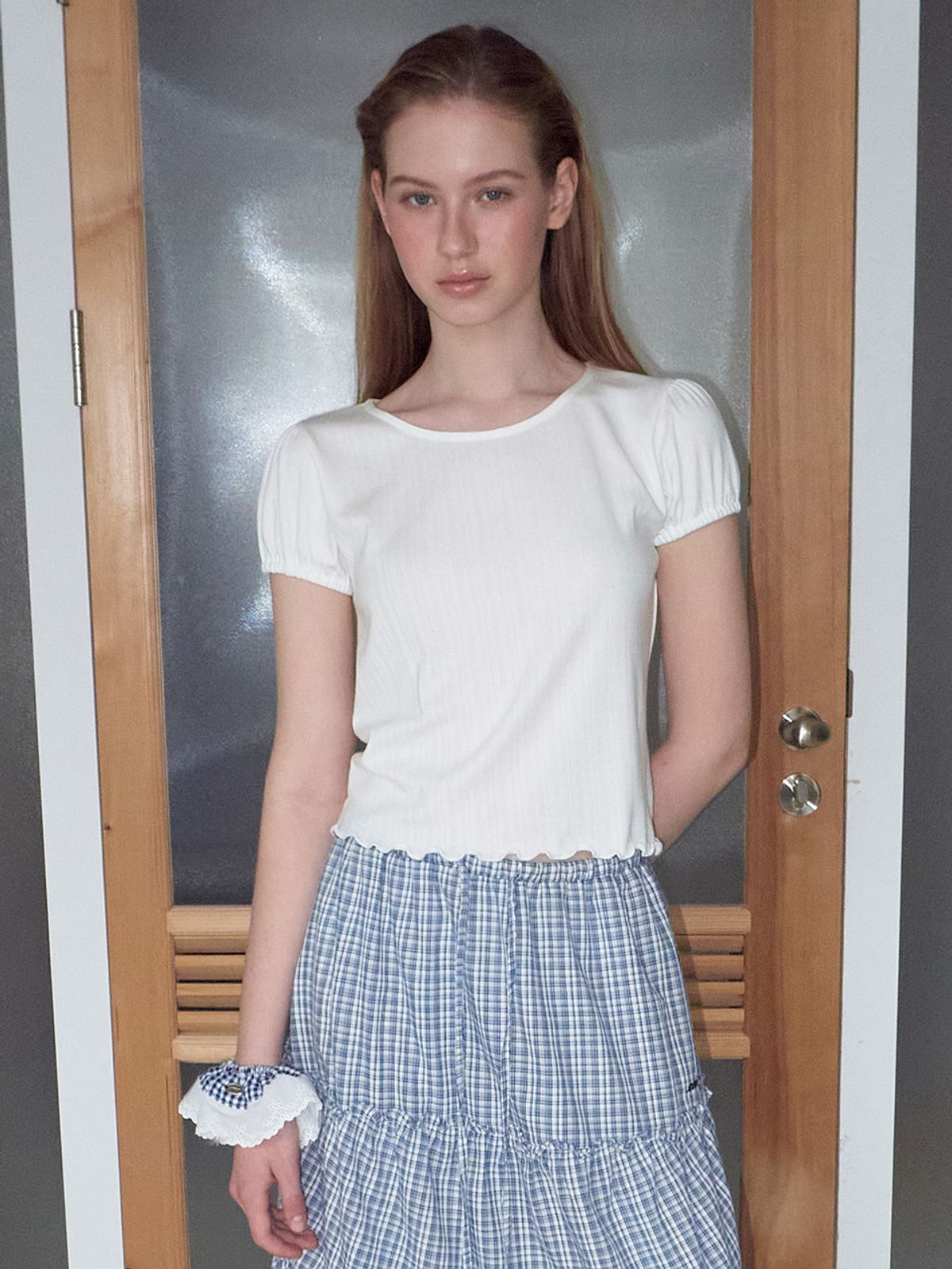 에트몽(ETMON) Eyelet Wave T-Shirt, White
