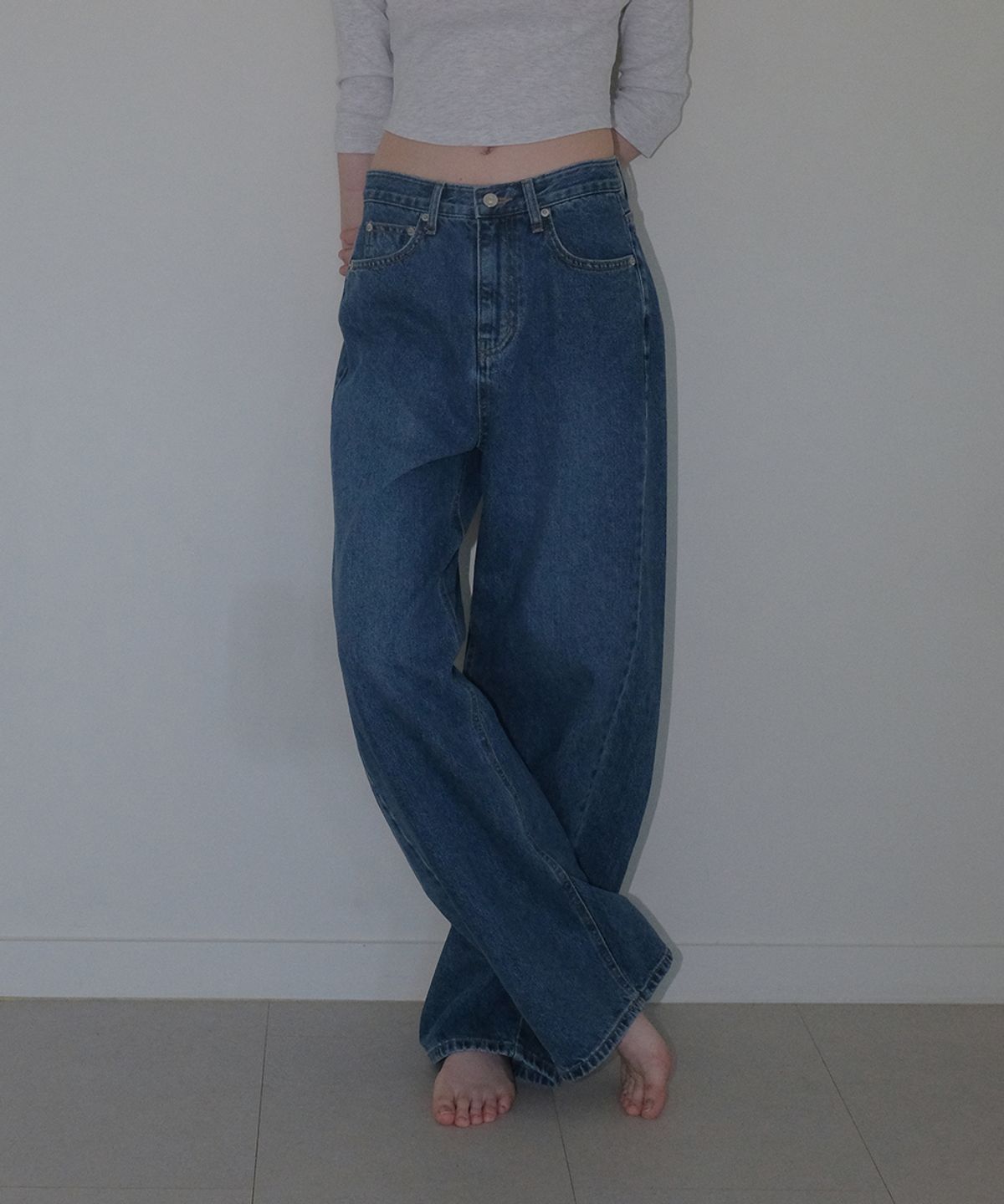 108파운드(108POUND) Wide Curved Jean_Blue denim