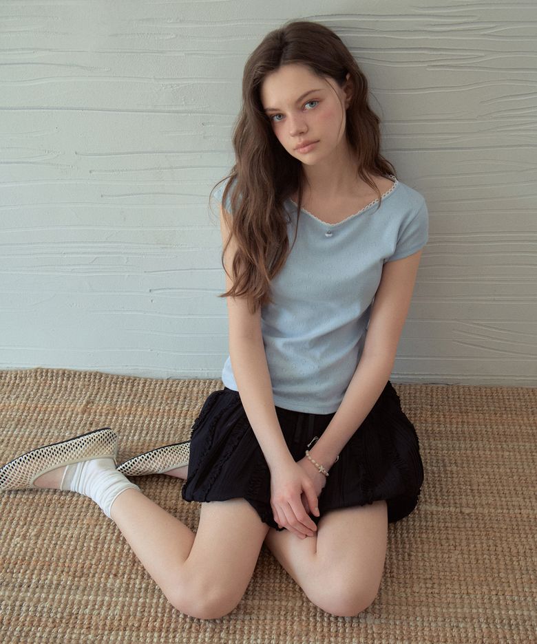 Bubble Lace Boat Neck T-Shirt_Light Blue(OB6TP09)