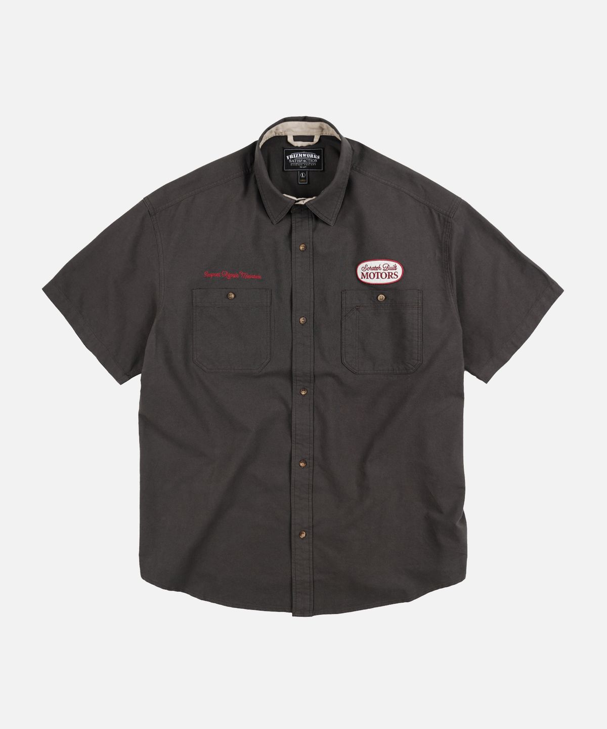 프리즘웍스(FRIZMWORKS) SCRATCH BUILT MOTORS HALF SHIRT _ CHARCOAL