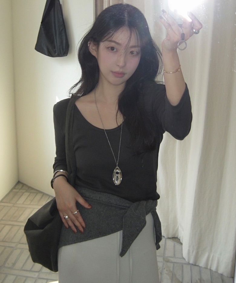 Reversible 3/4 Sleeve Tee_Charcoal