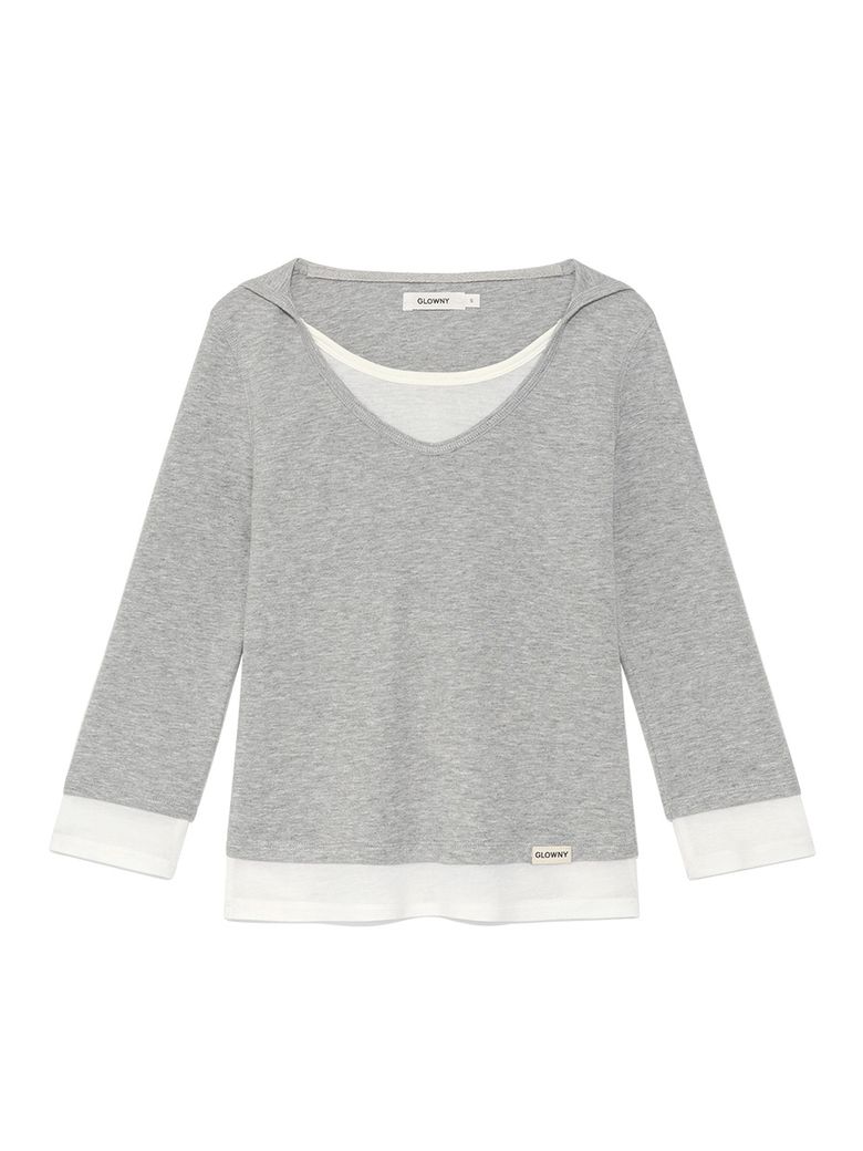 3/4 LAYERED CONTRAST HOODIE (GRAY)