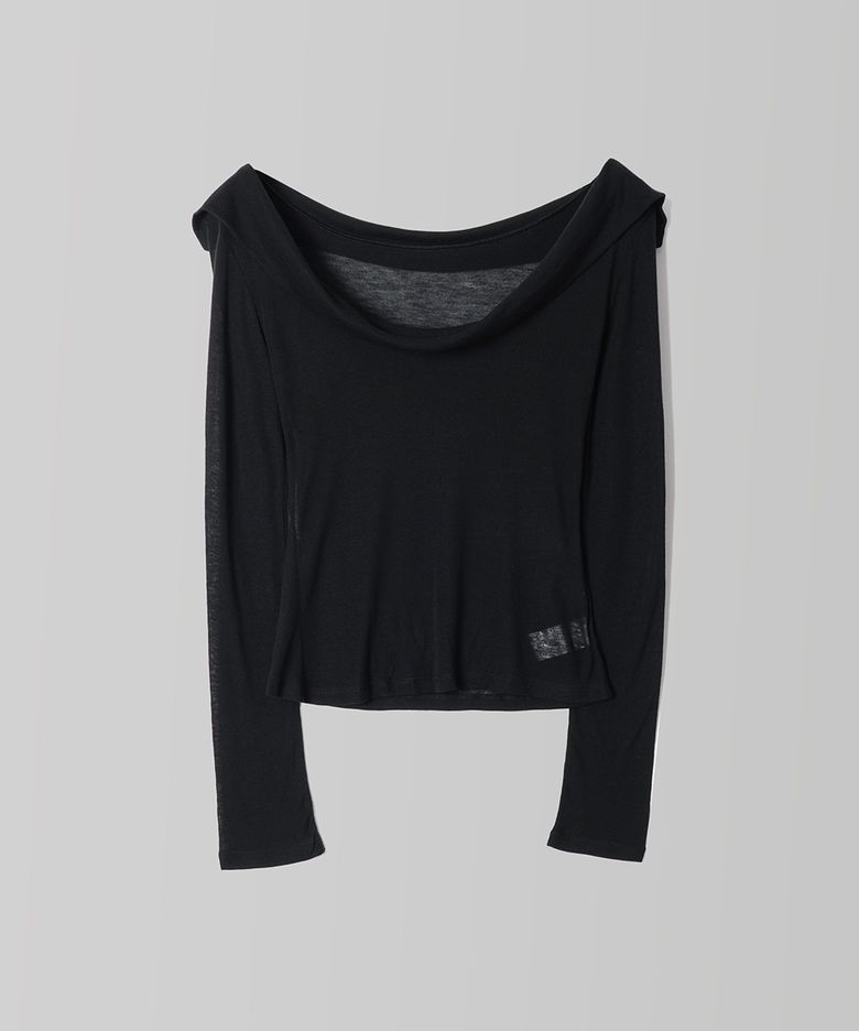 Nia Drape Neck Tee_Black