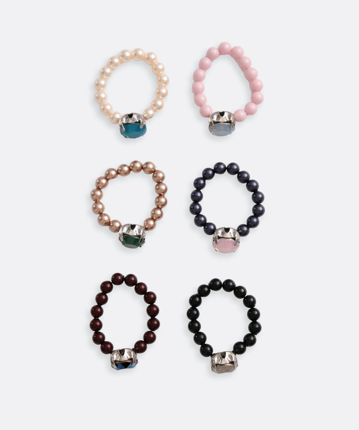 봉보(BONBEAU) Bold crystal pearl beads Ring 스와로브스키 크리스탈 큐빅 진주 비즈 반지 4mm