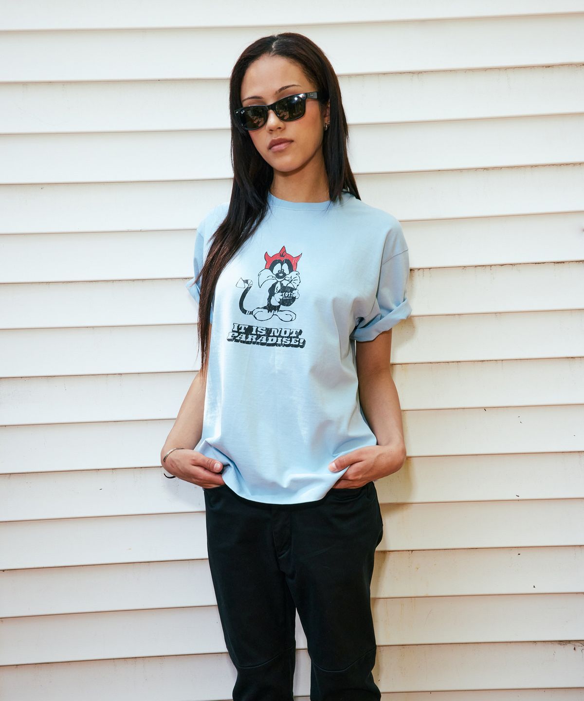 1011갤러리(1011 GALLERY) Gallery Sylvester Cat T-Shirts - Washed Blue