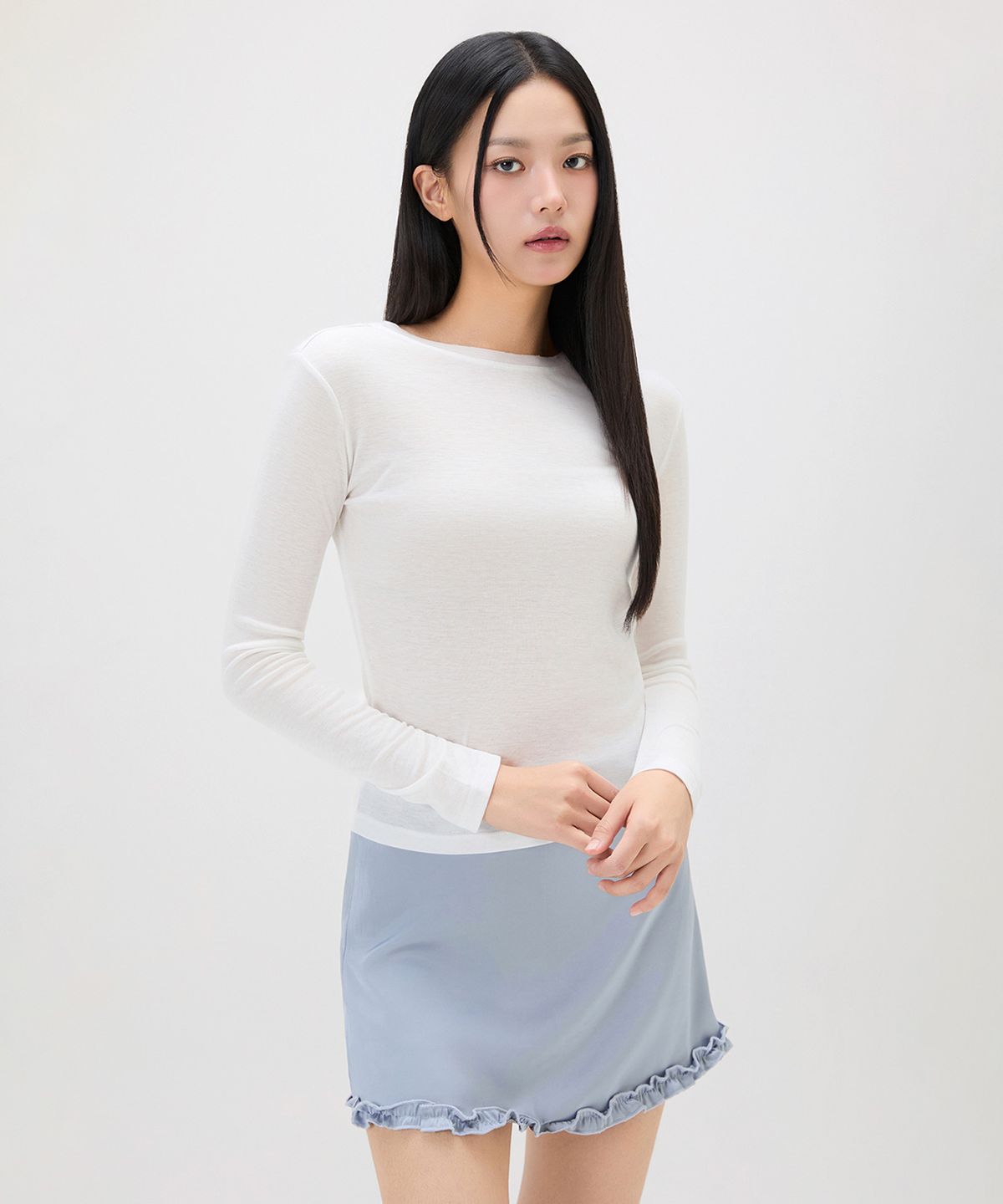 미쏘(MIXXO) 소프트 레이어드 긴팔 티셔츠_MIWLWG50SS