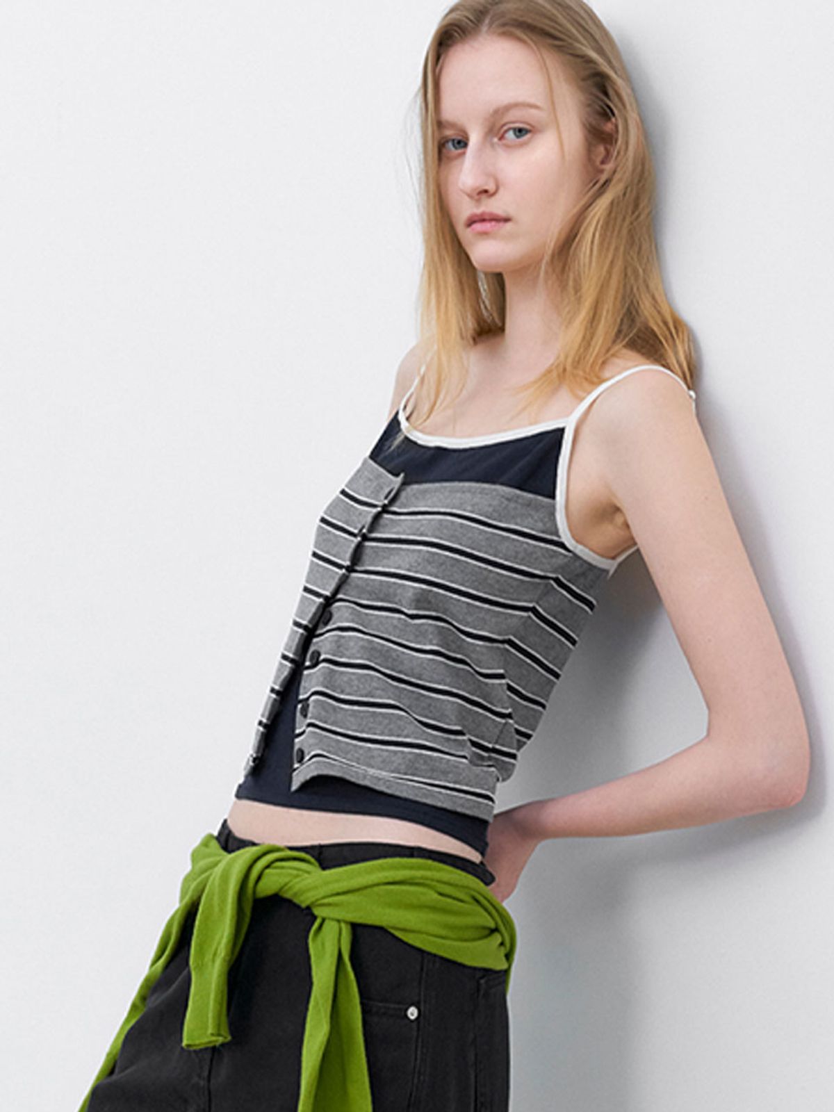 아틀리에 나인(ATELIER NAIN) STRIPE BUISTIER BUILT-IN KNIT TANK TOP (T-7260)