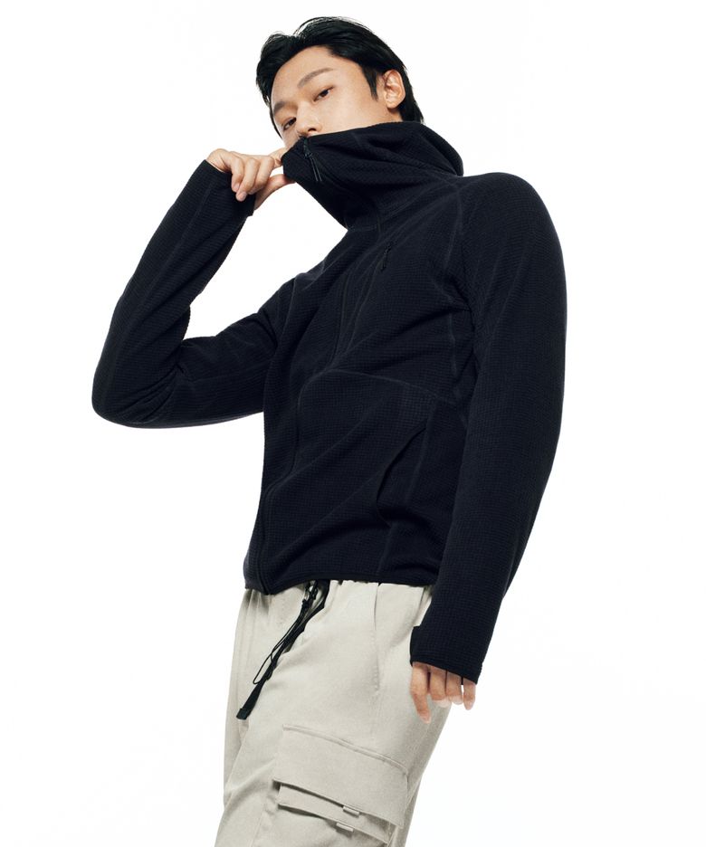 [이도현 PICK] [시티 레저] 그리드 폴라 플리스 바라클라바 후디드 집업 [네이비]