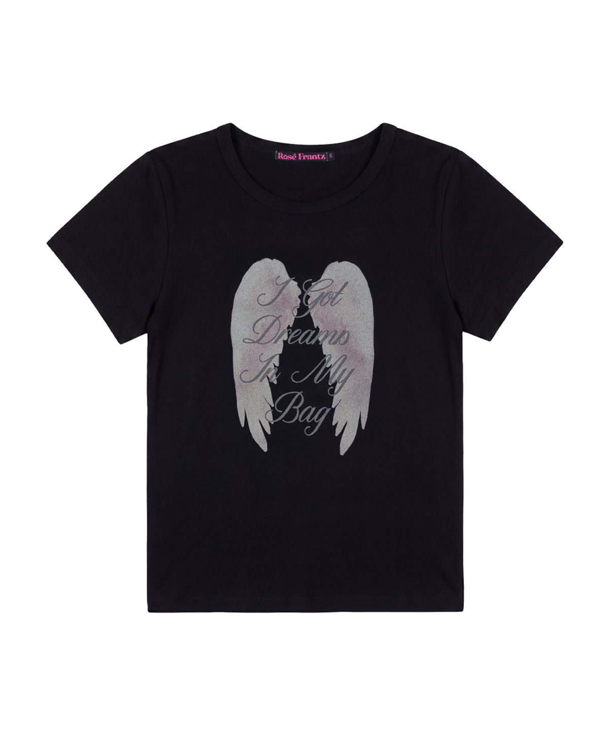 로제프란츠(ROSEFRANTZ) Angel Wing Lettering T-shirt [Black]