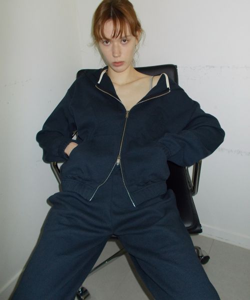 Easy Waffle Zip Hoodie_Navy