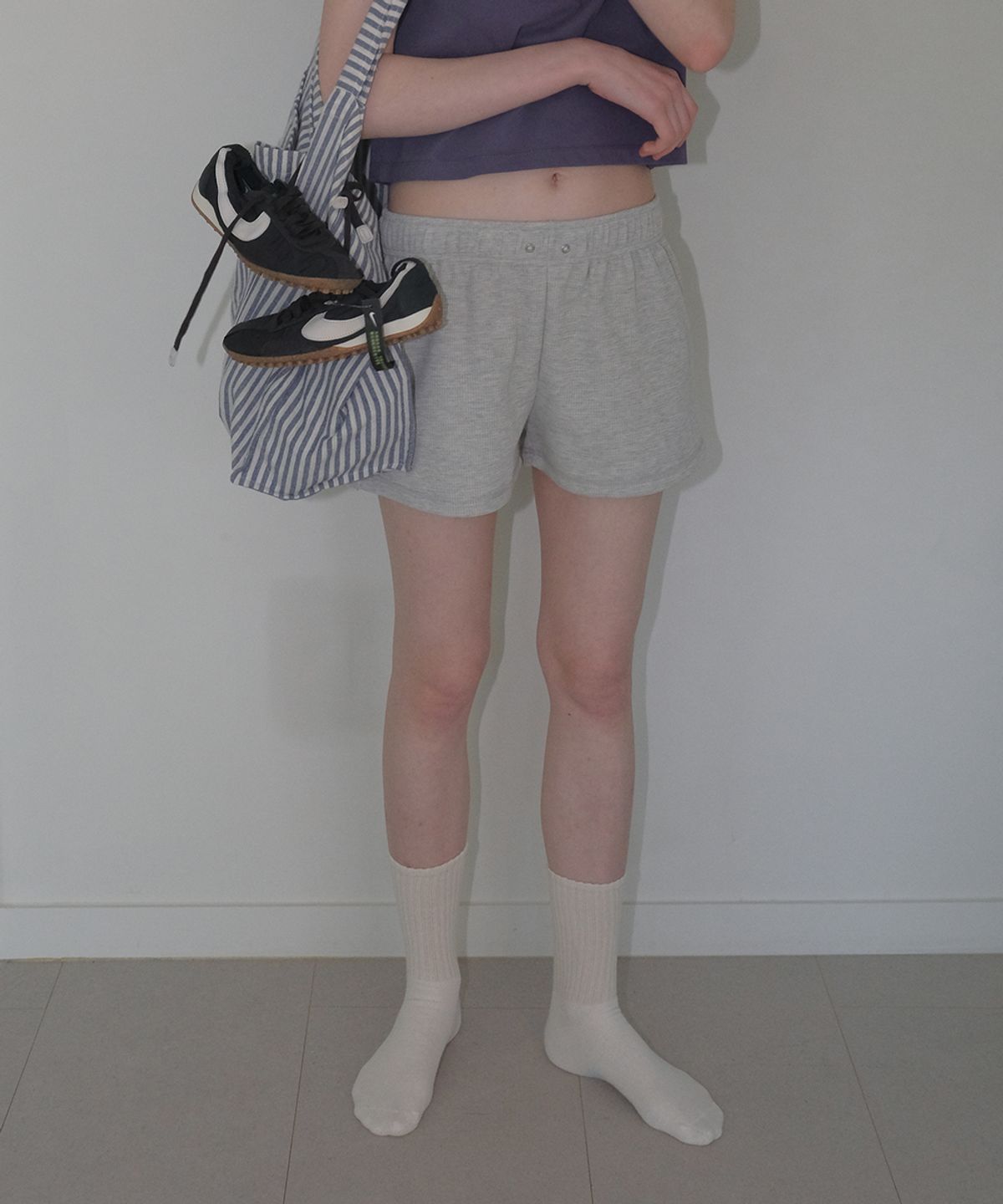 108파운드(108POUND) Easy Waffle Shorts_Light Melange