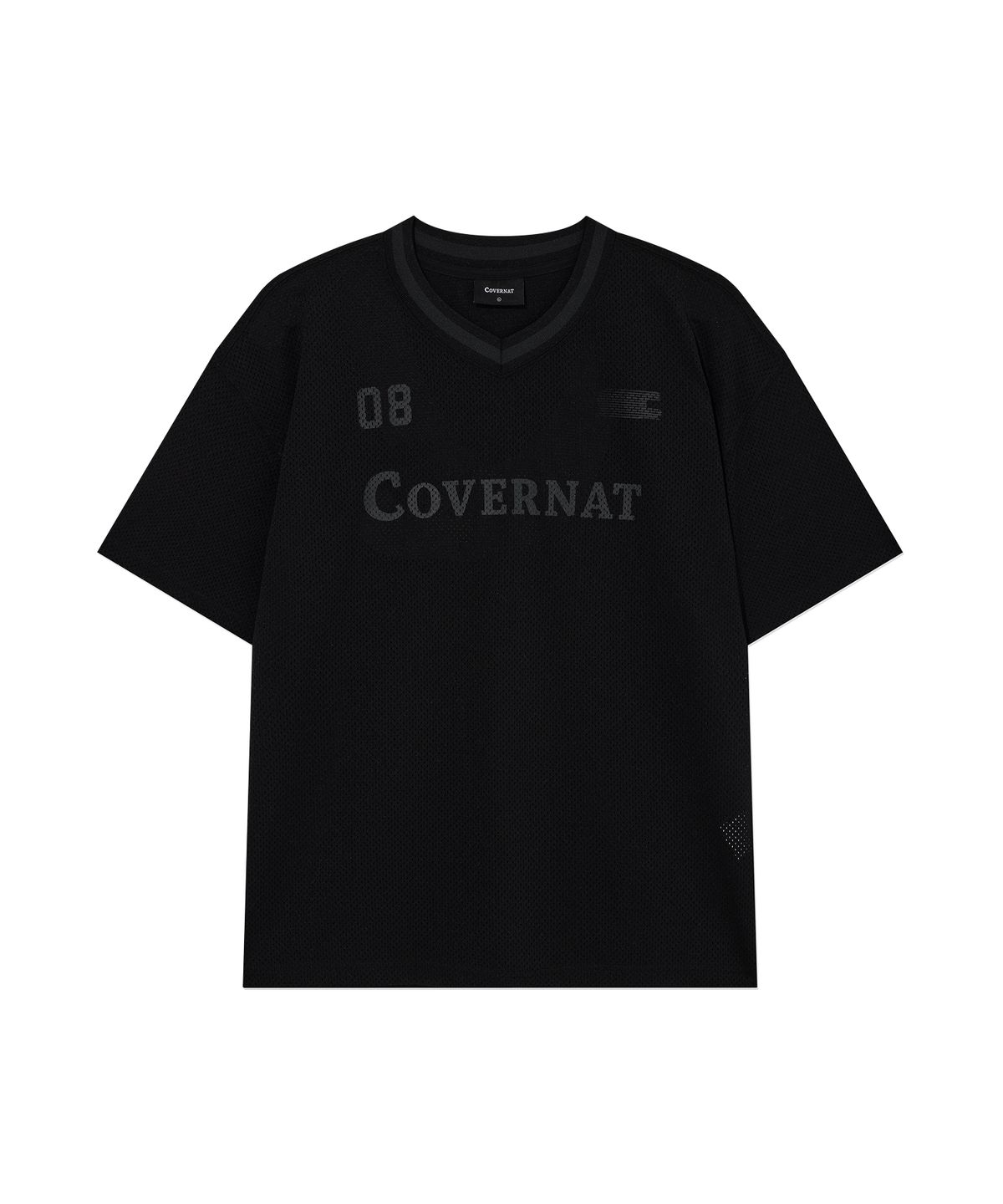 커버낫(COVERNAT) 브이넥 메쉬 티셔츠 블랙