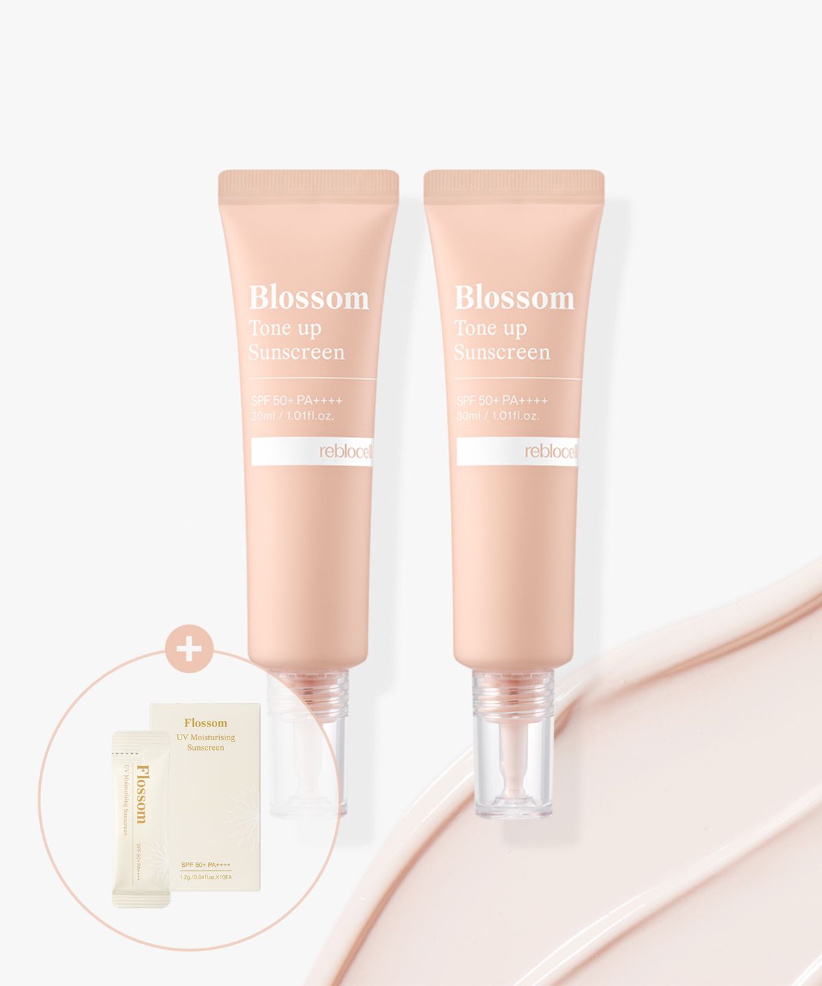 리블로셀(REBLOCELL) 블로썸 톤업 선스크린 30ml 2개 세트 (+여행용 선크림 증정) SPF50+ PA++++