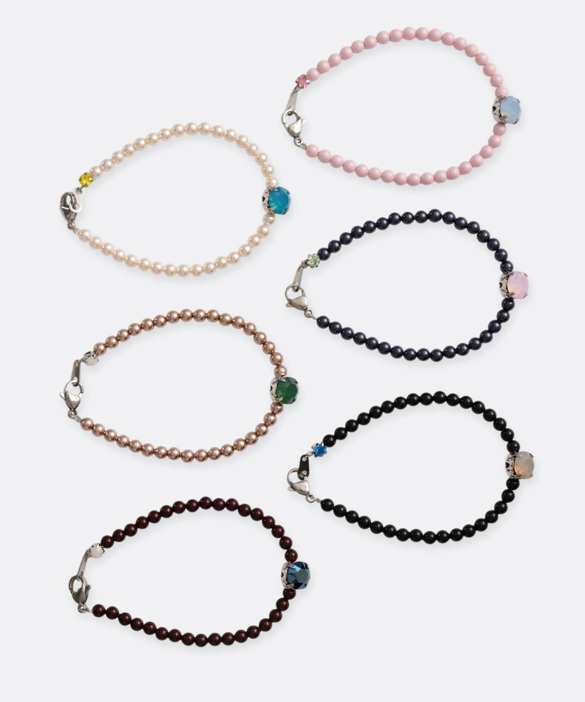 봉보(BONBEAU) Bold crystal pearl Bracelet 스와로브스키 크리스탈 큐빅 진주 비즈 팔찌 4mm