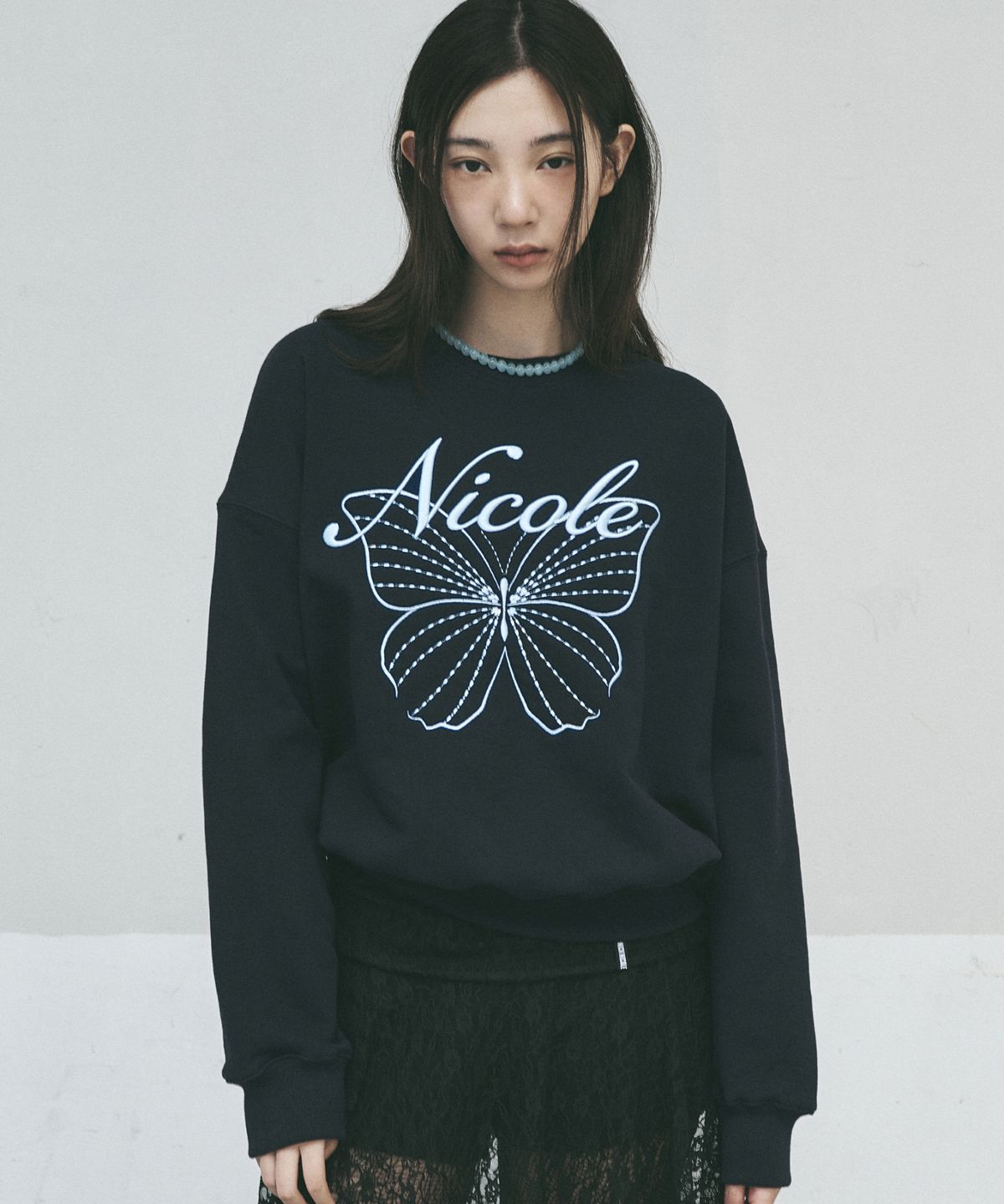 닉앤니콜(NICK&NICOLE) NICOLE BUTTERFLY SWEATSHIRT_NAVY SKY BLUE
