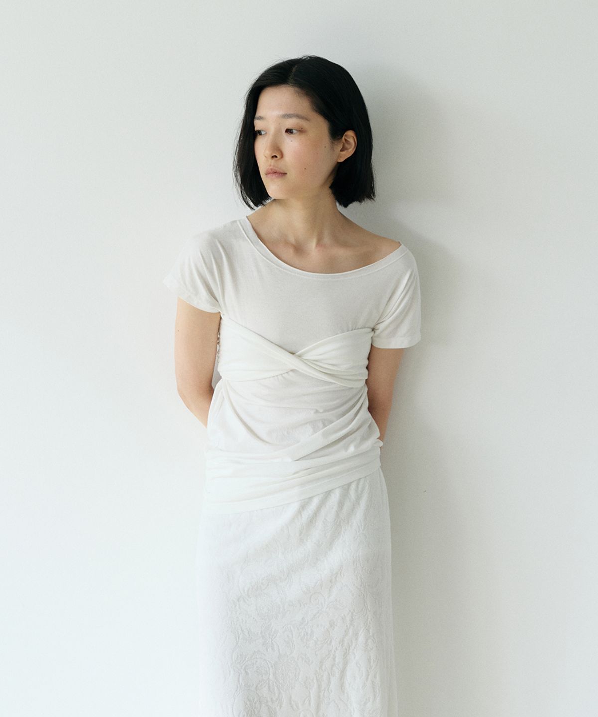 로우타이드(LOW TIDE) TUBE TOP OFF-SHOULDER T-SHIRT SET UP [WHITE]