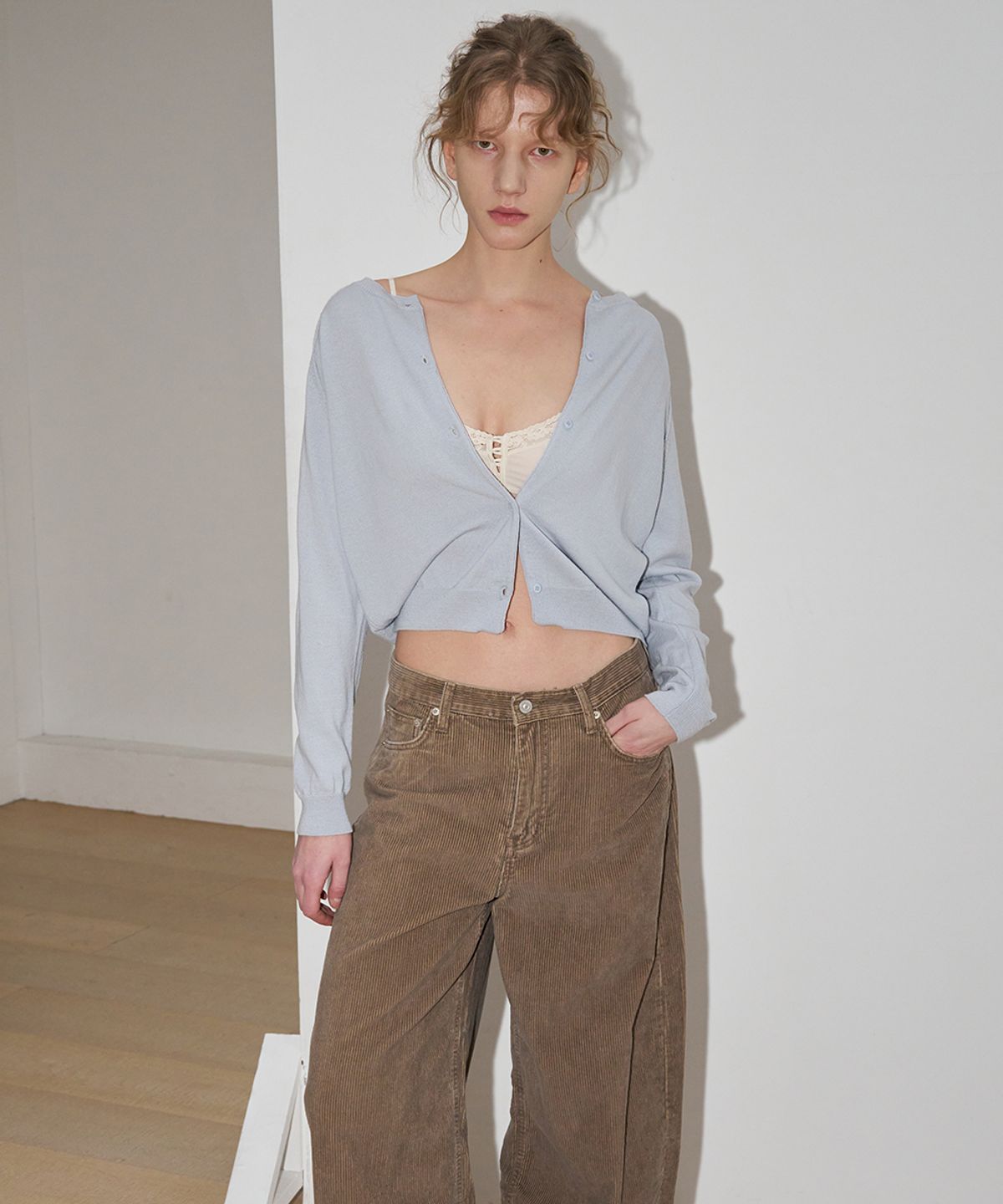 108파운드(108POUND) All-Day Round Cardigan_Skyblue