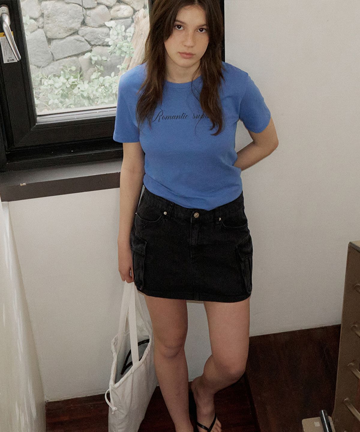 108파운드(108POUND) Pigment Cargo Skirt_Navy