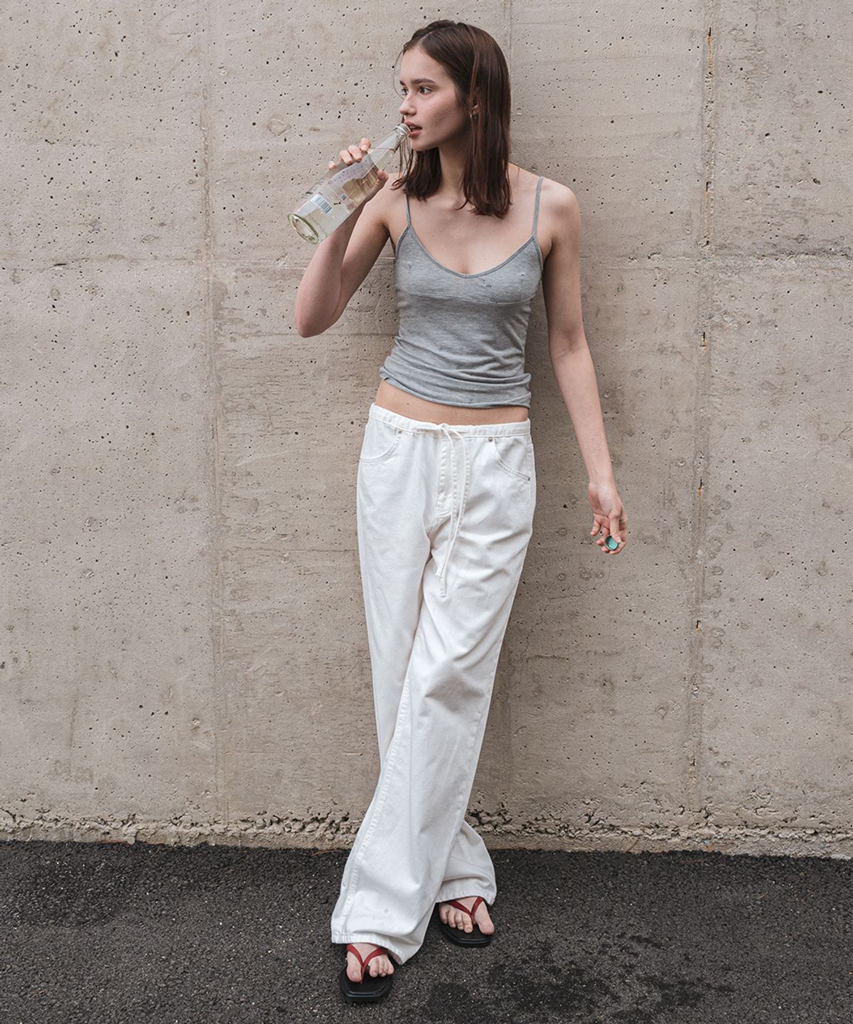 108파운드(108POUND) Waist Tie Denim_White