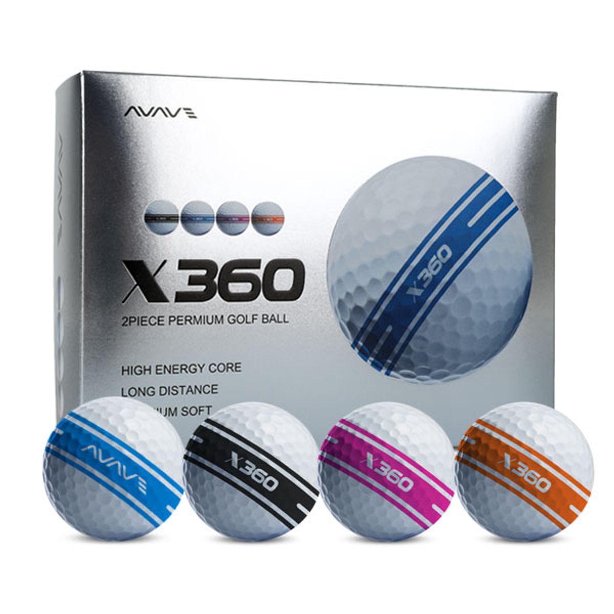 어베이브(AVAVE) X360 2피스 360도 퍼팅라인 골프공 1더즌 (12구)