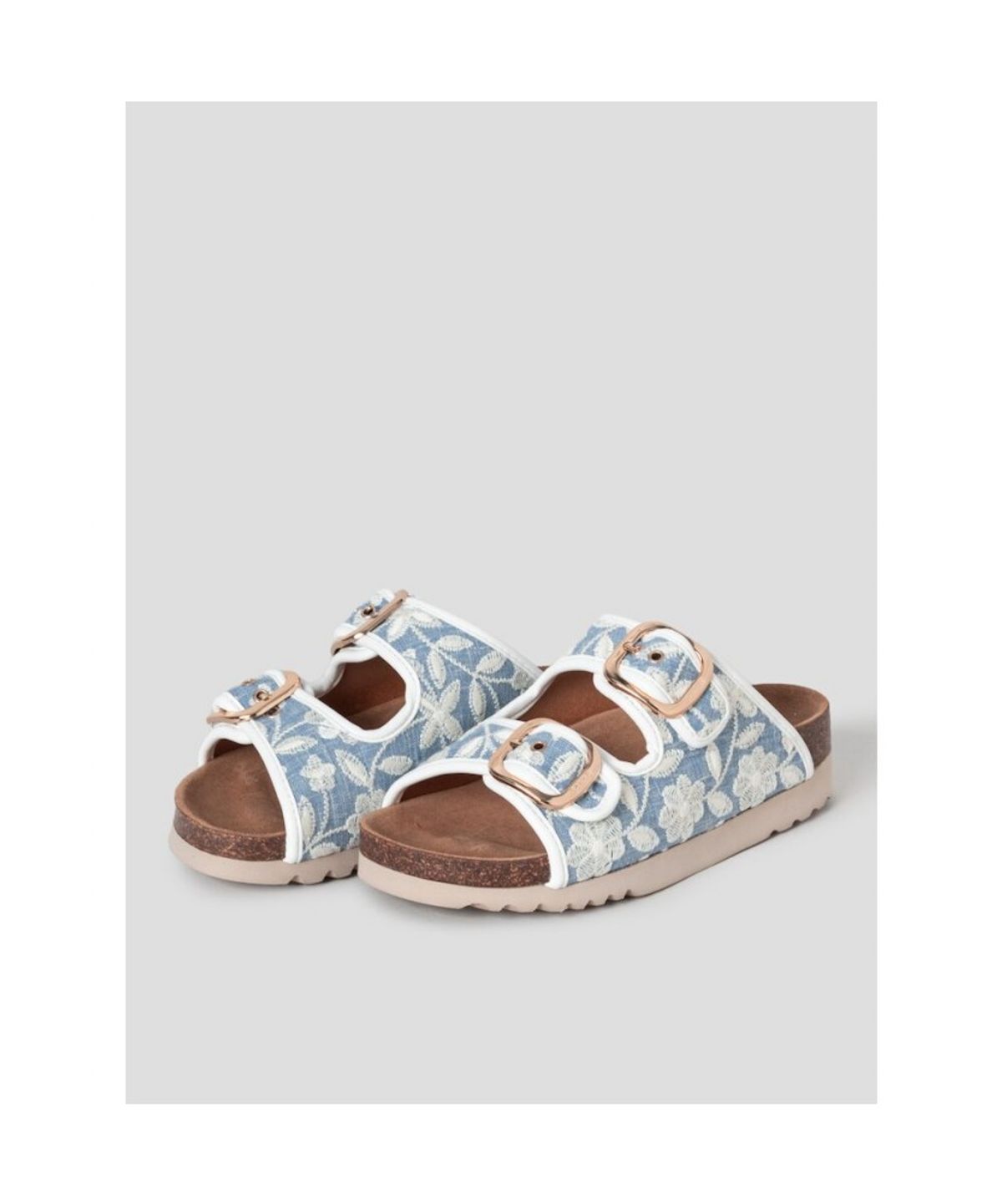 숄(SCHOLL) (WOMEN) 투스트랩 패턴 코르크 샌들 - 블루 (HH64K2C18P)