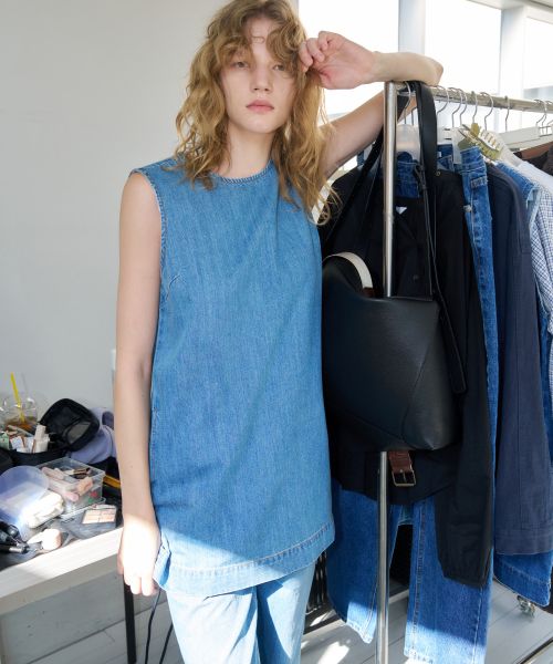 Minimal Denim Dress_Light blue