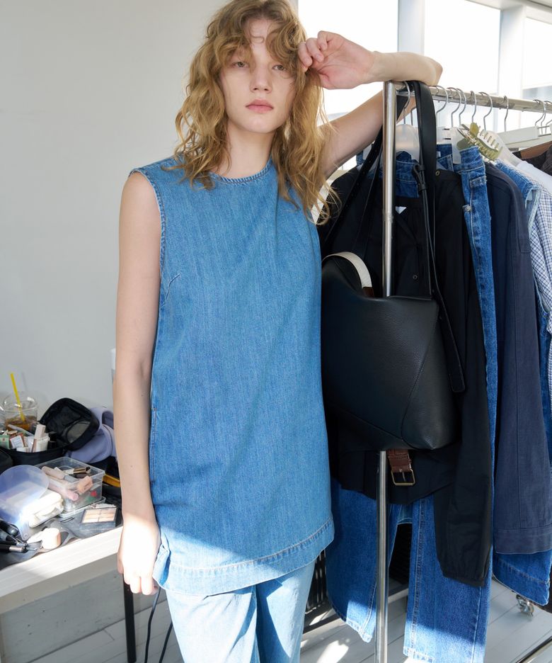 Minimal Denim Dress_Light blue