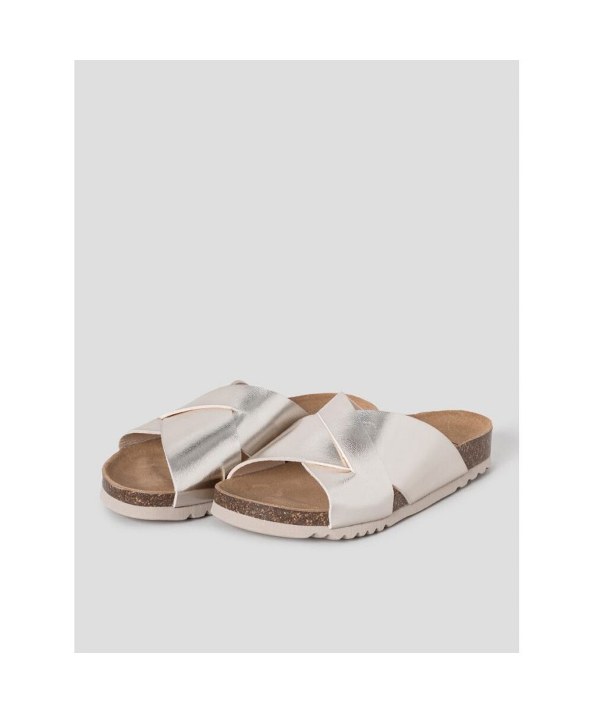 숄(SCHOLL) (WOMEN) 크로스 스트랩 코르크 샌들 - 베이지 (HH64K2C66A)