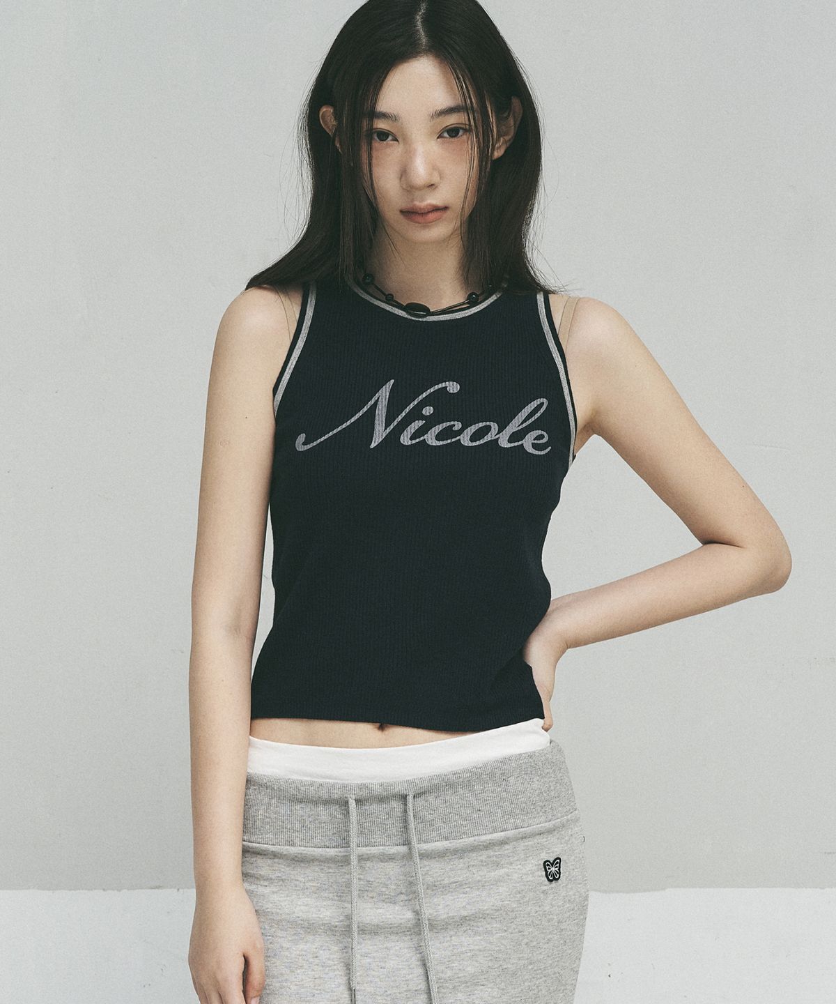 닉앤니콜(NICK&NICOLE) NICOLE RIBBED SLEEVELESS TOP_NAVY