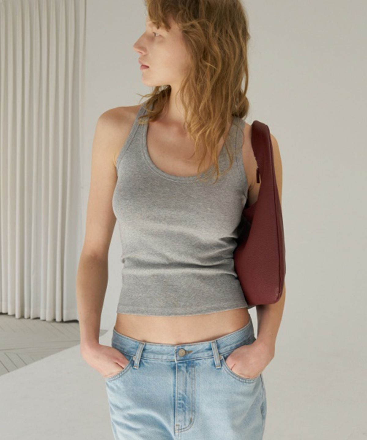 108파운드(108POUND) Soft Double Sleeveless_Melange Gray