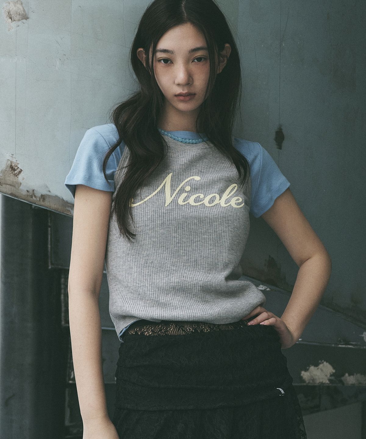 닉앤니콜(NICK&NICOLE) NICOLE RIBBED SLEEVELESS TOP_GRAY