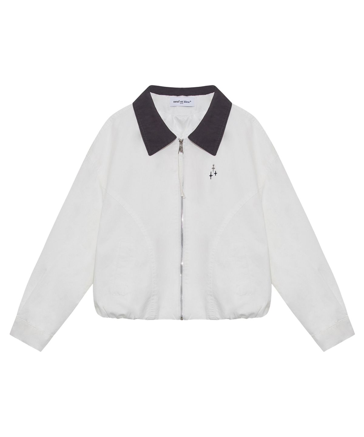 누프에블루(NEUFETBLEU) NEB metal shine two tone collar jumper (white)