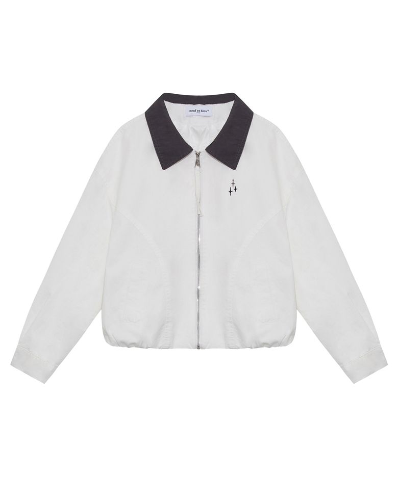 NEB metal shine two tone collar jumper (white)