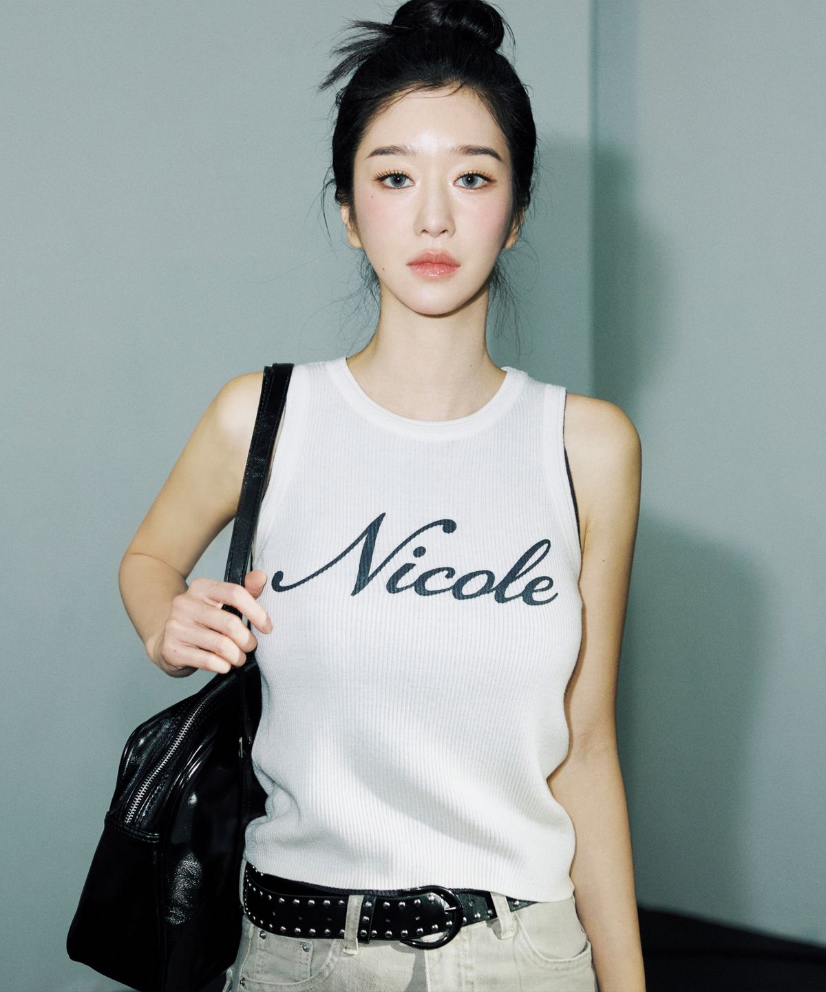 닉앤니콜(NICK&NICOLE) NICOLE RIBBED SLEEVELESS TOP_CREAM