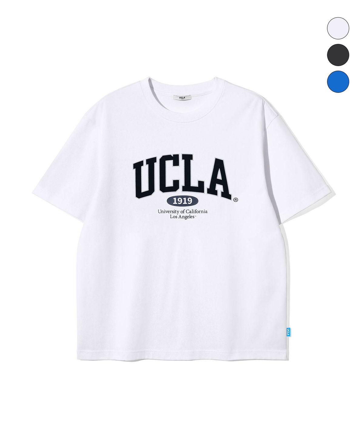 유씨엘에이(UCLA) 남녀공용 컬리지 레터링 오버핏 반팔 티셔츠(UC5STA1)