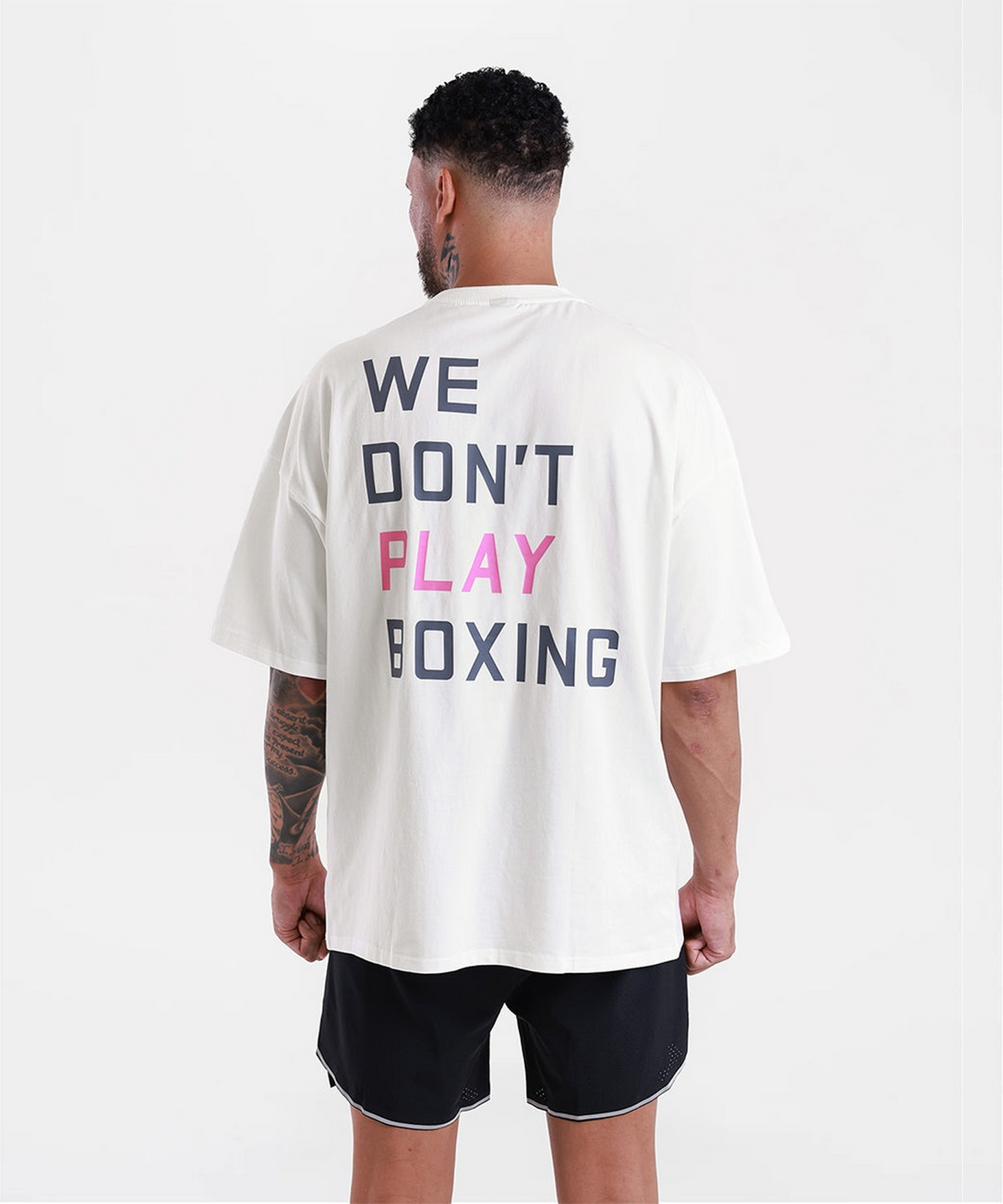 복스로(BOXRAW) We Dont Play Boxing 오버사이즈 티셔츠 - 남성 M BXRW-U-WDPBT [화이트/핑크]