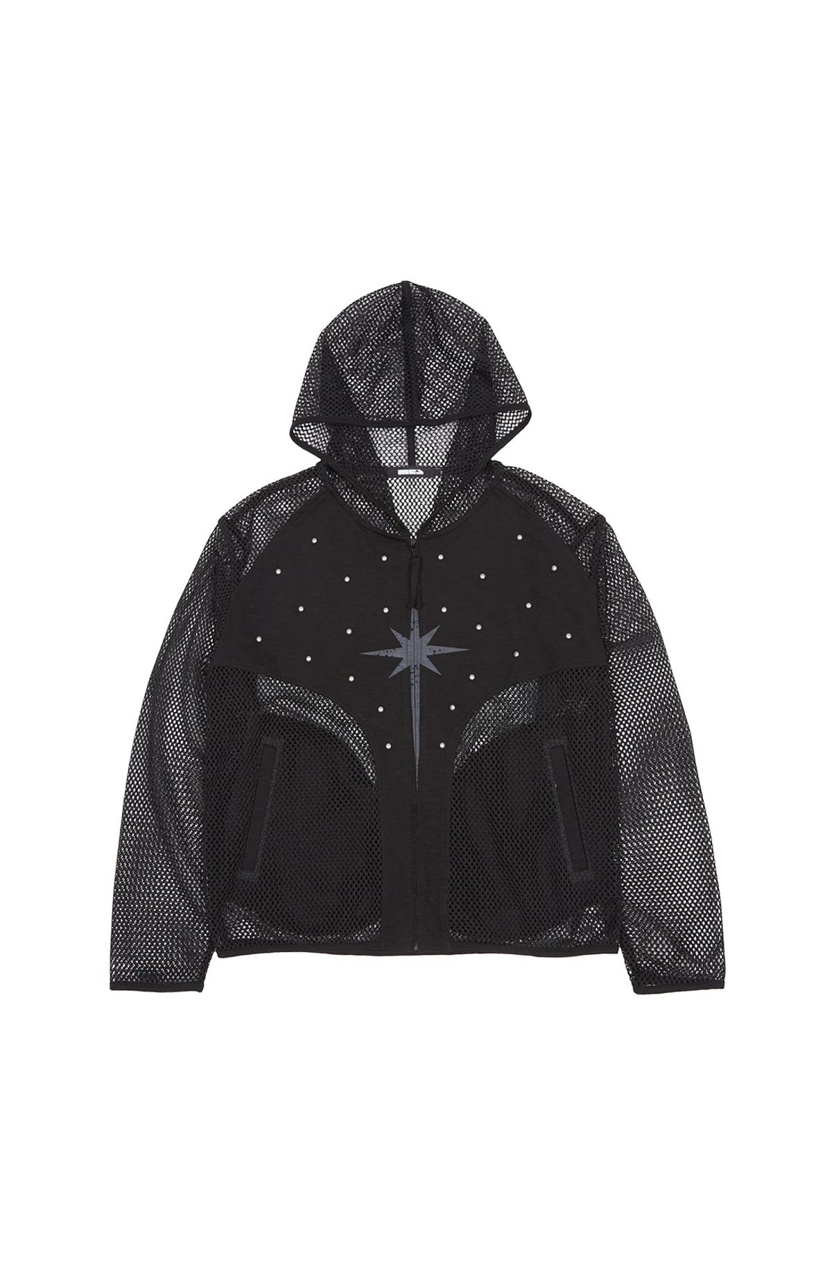 메아(MEA) STUDDED MESH ZIP HOODIE [BLACK]