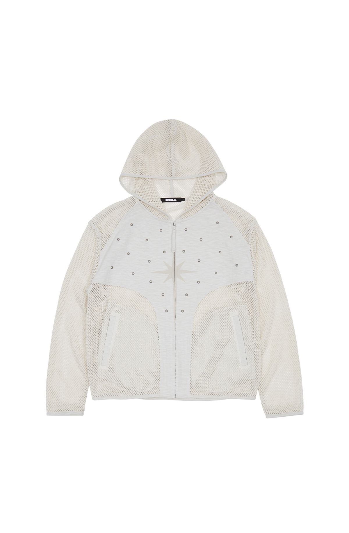 메아(MEA) STUDDED MESH ZIP HOODIE [IVORY]