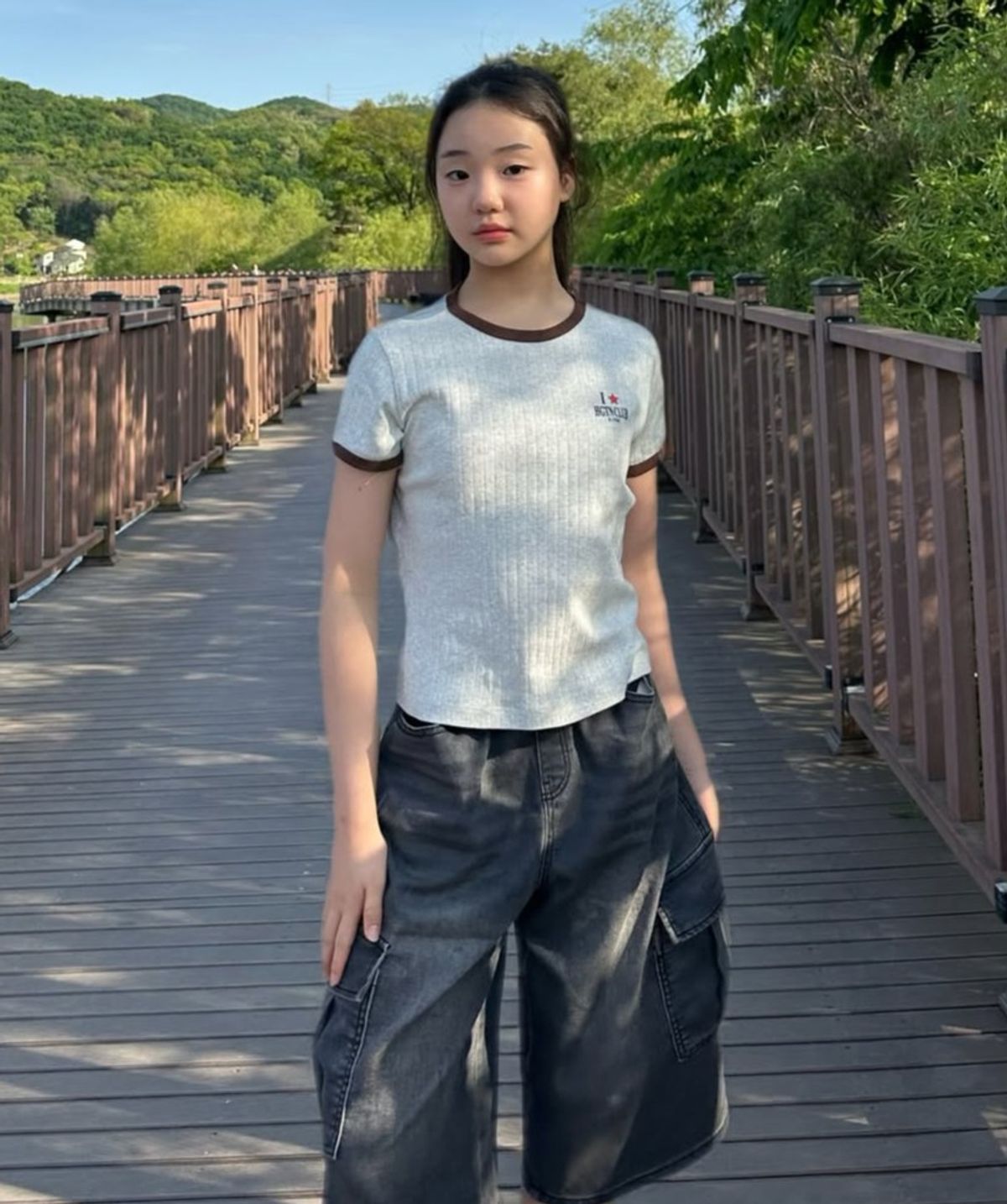 행텐 틴즈(HANGTEN TEENS) 틴즈 여아 안티필링 아일렛 반팔 티셔츠_101(14570-131-426-31)