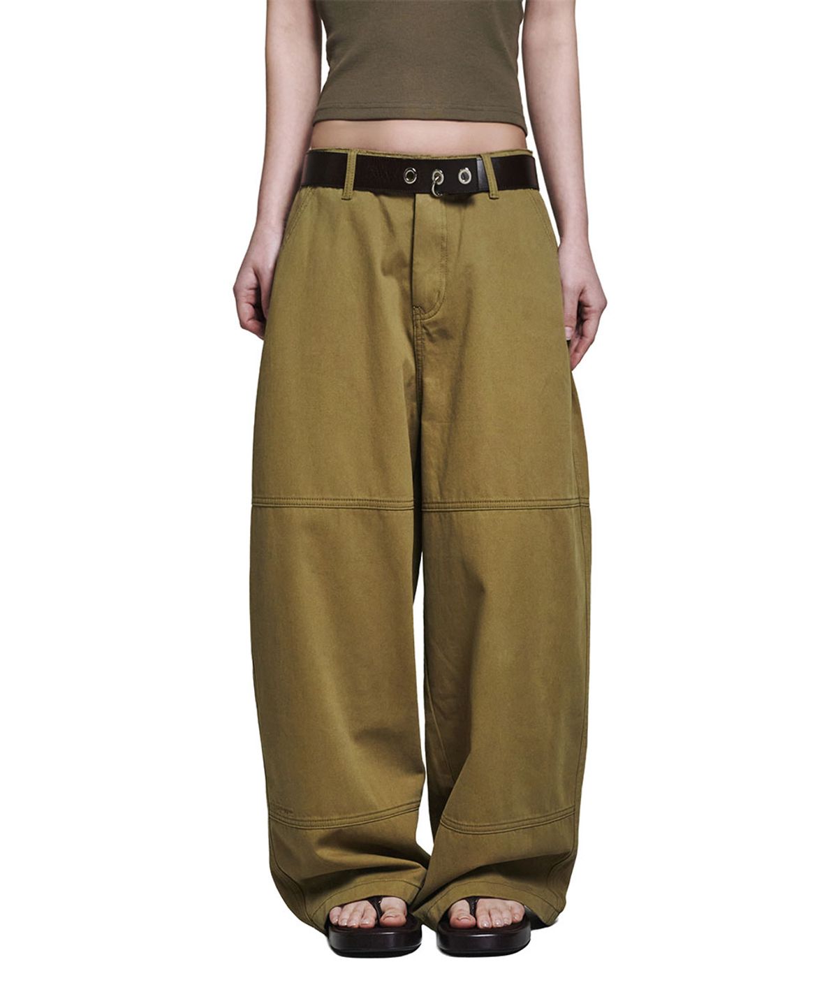 로타입(ROUGHTYPE) Double-cut Cotton Pants - Olive