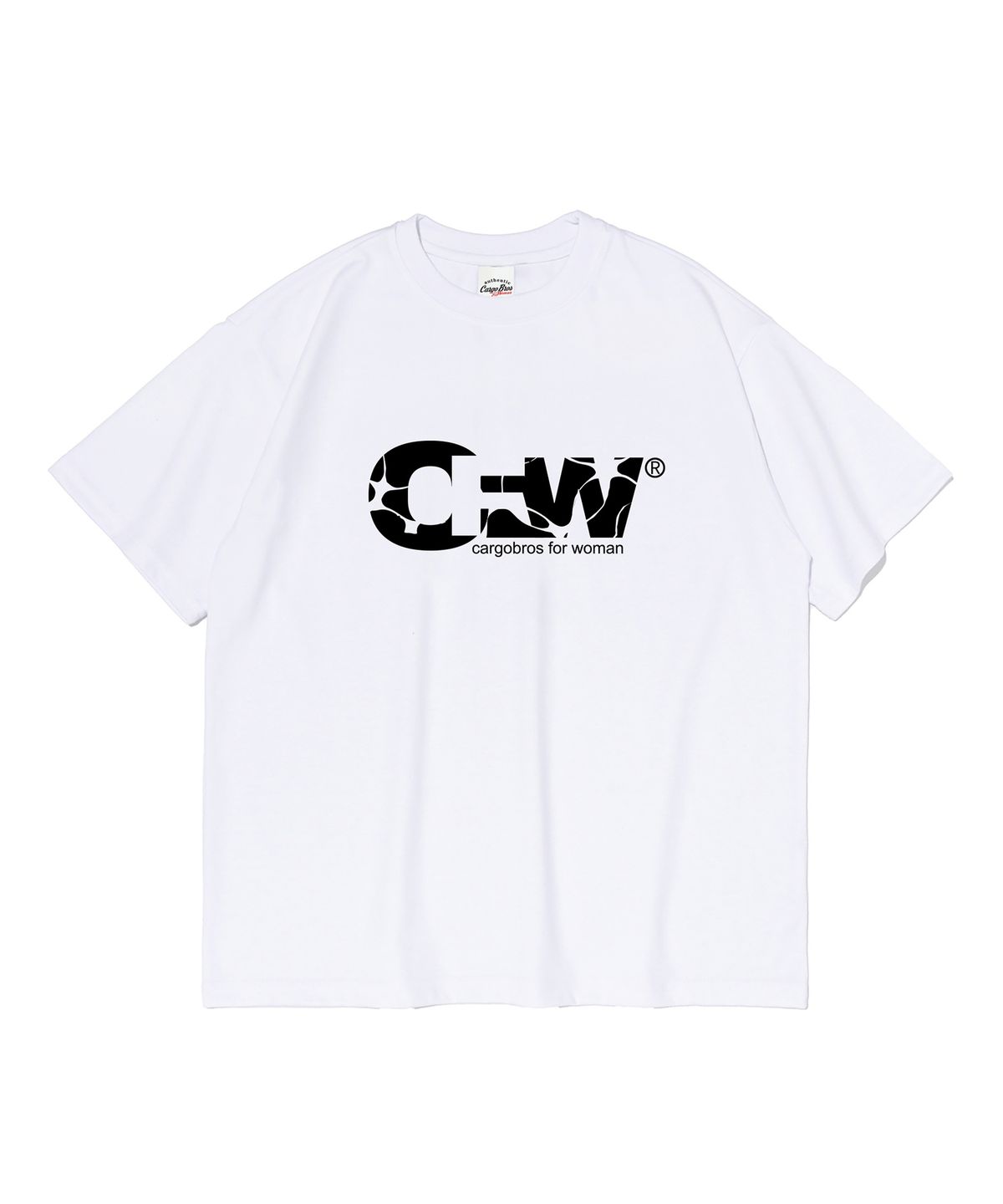 카고브로스 포 우먼(CARGOBROS FOR WOMAN) CFW 크랙 로고 반팔 티셔츠 (화이트)