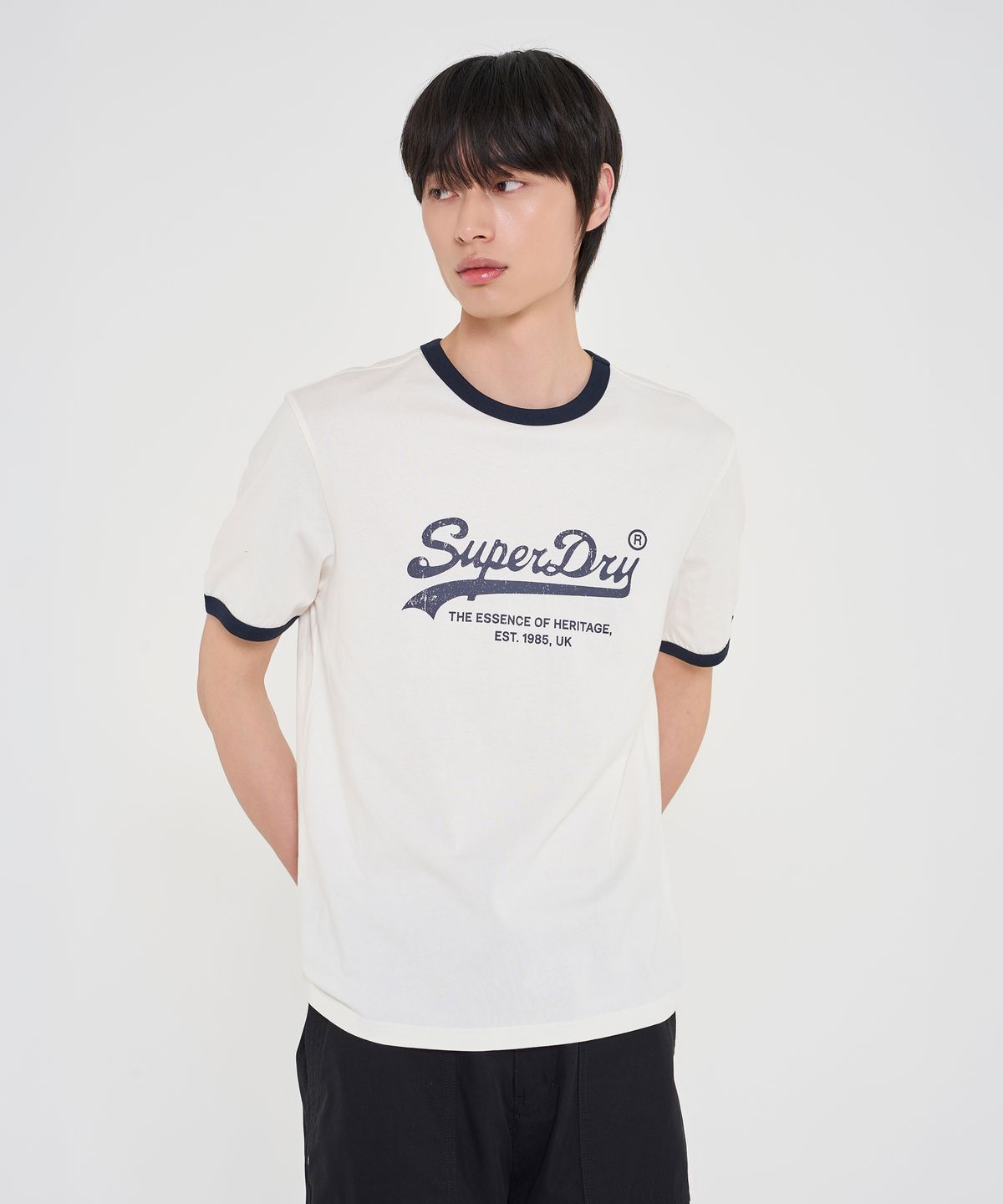 슈퍼드라이(SUPERDRY) 로고 링거 티셔츠 크림 SDUISCQ10CRM