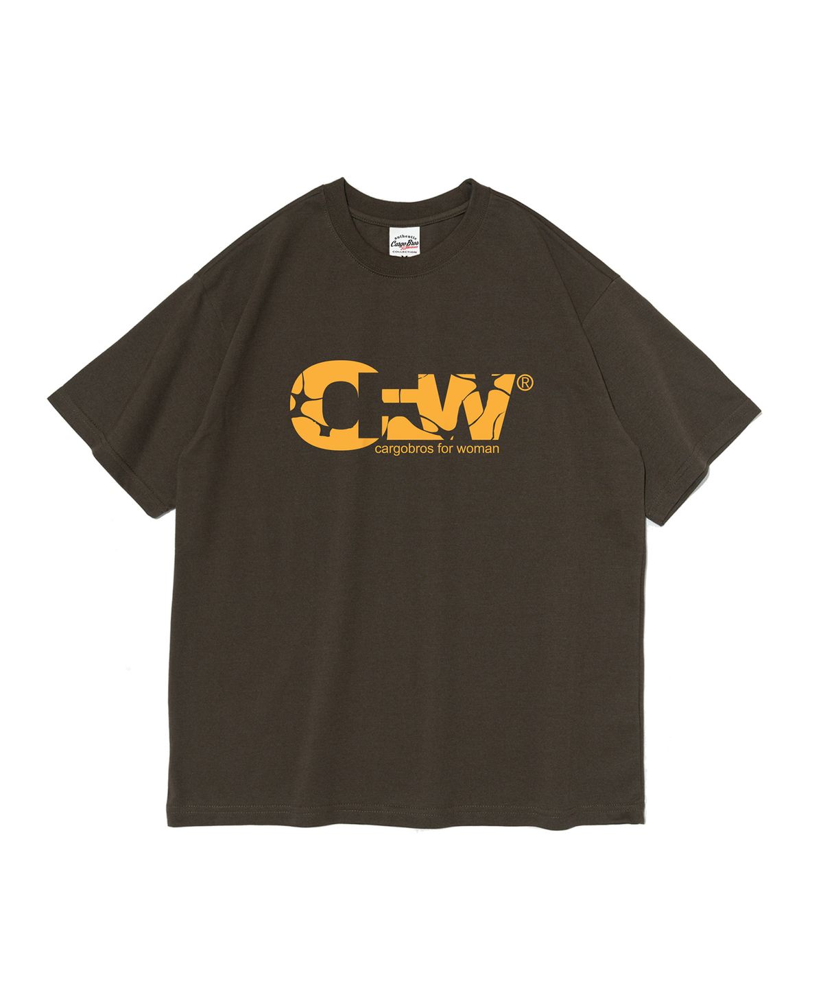 카고브로스 포 우먼(CARGOBROS FOR WOMAN) CFW 크랙 로고 반팔 티셔츠 (카키)