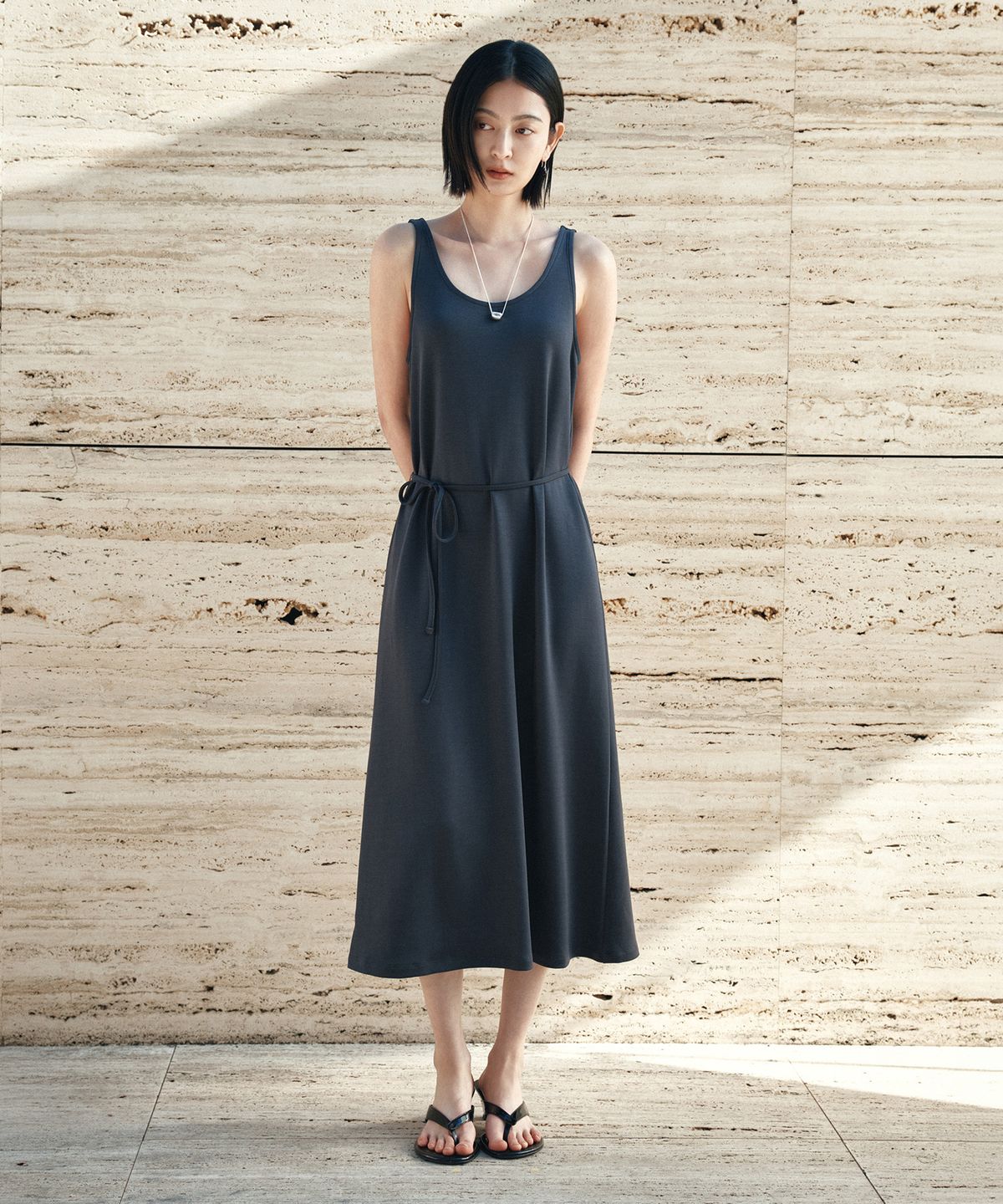 시야쥬(SIYAZU) SIA8040 컴포터블 다이마루 롱 원피스_Charcoal