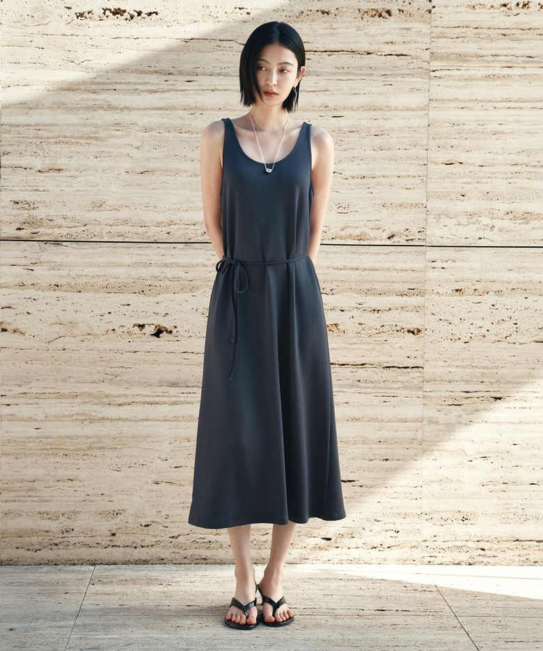 SIA8040 컴포터블 다이마루 롱 원피스_Charcoal