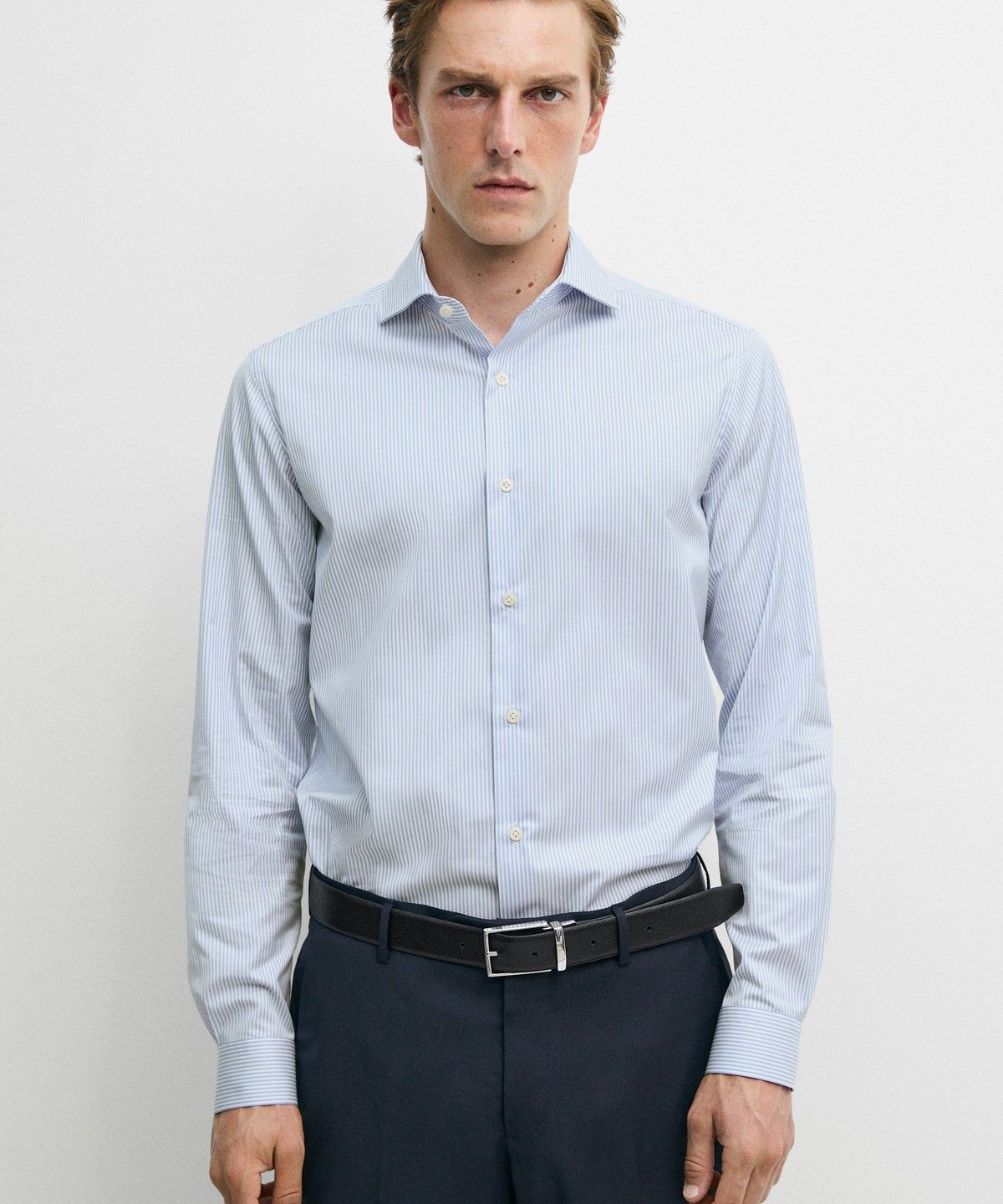 마시모두띠(MASSIMO DUTTI) 슬림 핏 스트라이프 테일러링 셔츠