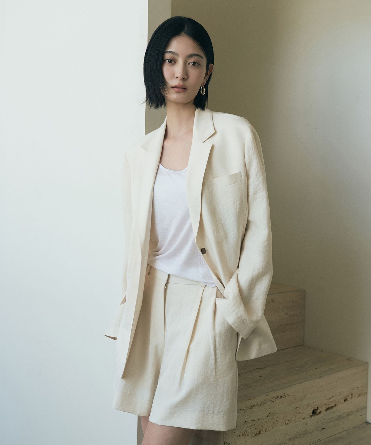 시야쥬(SIYAZU) SI 라운지 소프트 블레이저 셋업_Light beige