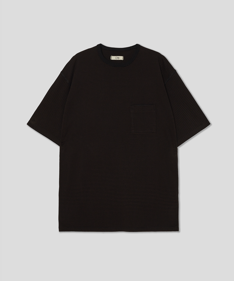 STEADY STRIPE SHORT SLEEVE T SHIRTS (BLACK/BROWN)