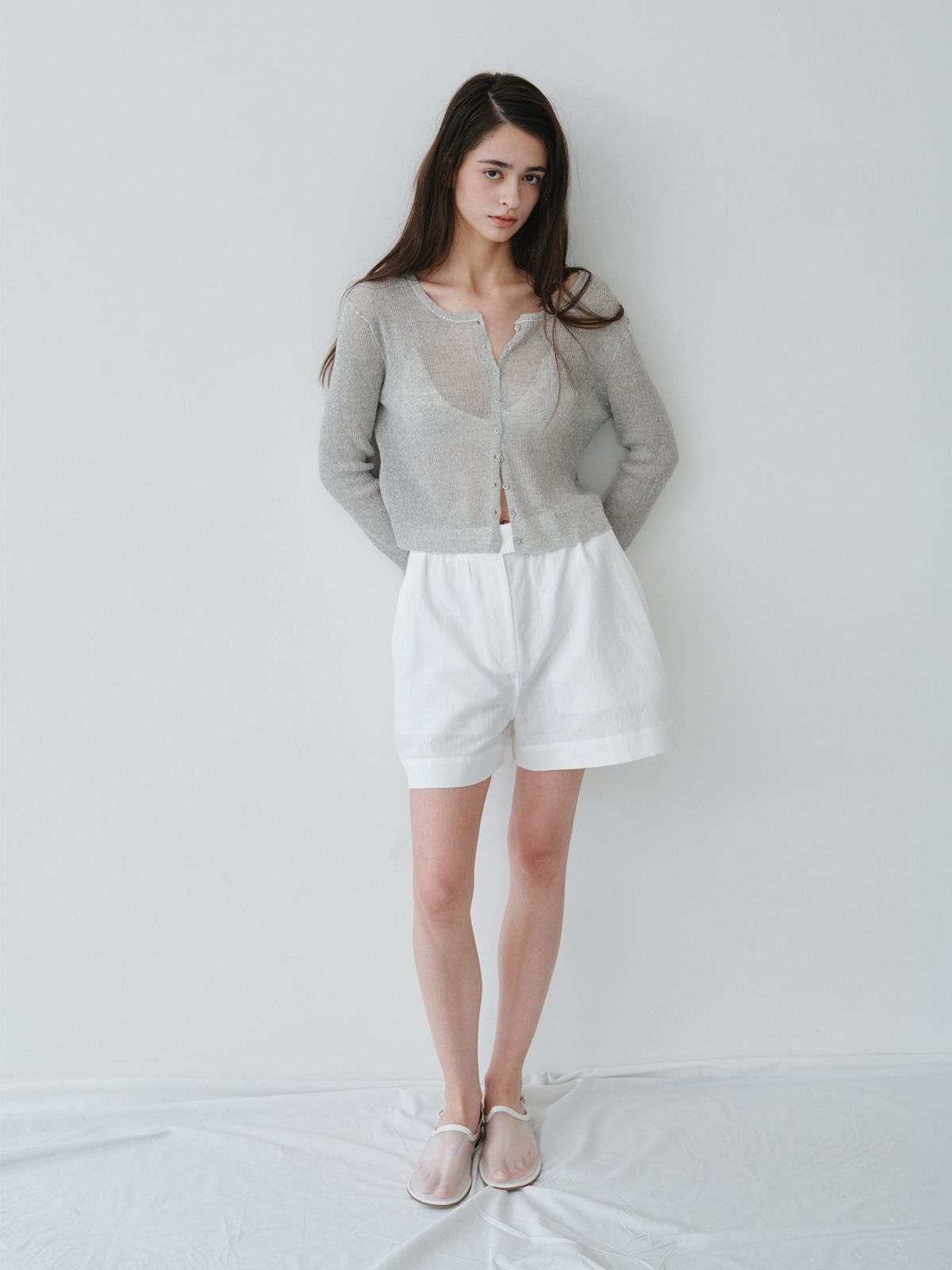 리플레인(REPLAIN) LINEN VOLUME SHORTS_OFF WHITE