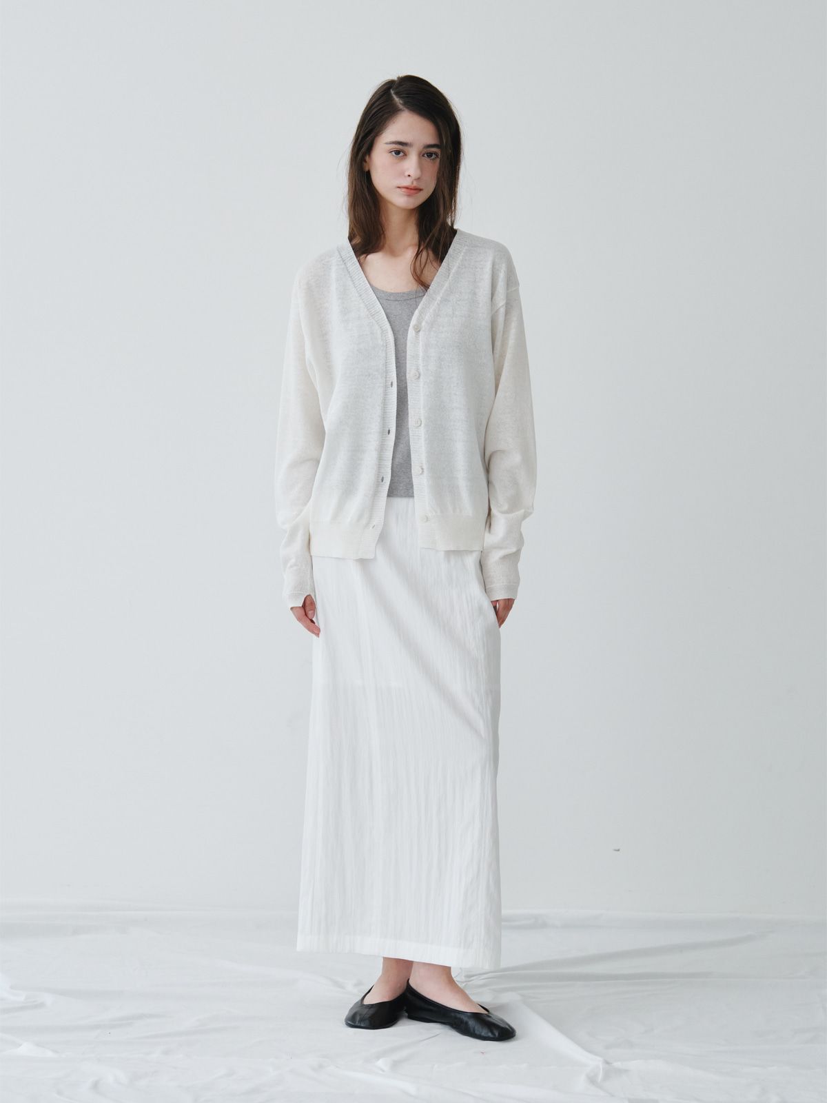 리플레인(REPLAIN) MAXI BACK SLIT SKIRT_OFF WHITE